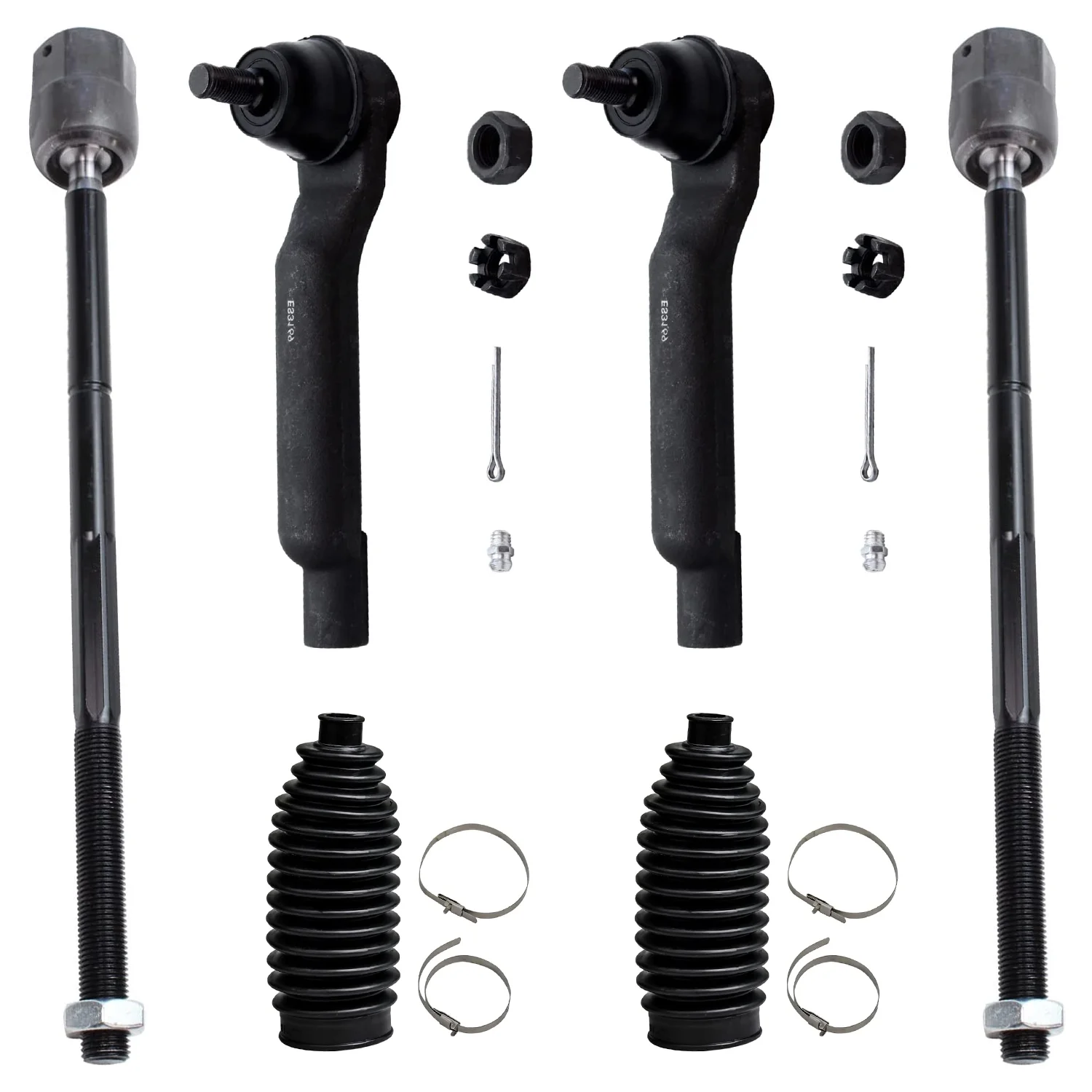 Detroit Axle - New 6-Piece Front Suspension Kit - Inner and Outer Tie Rod End Links Tie Rod Rack Boots