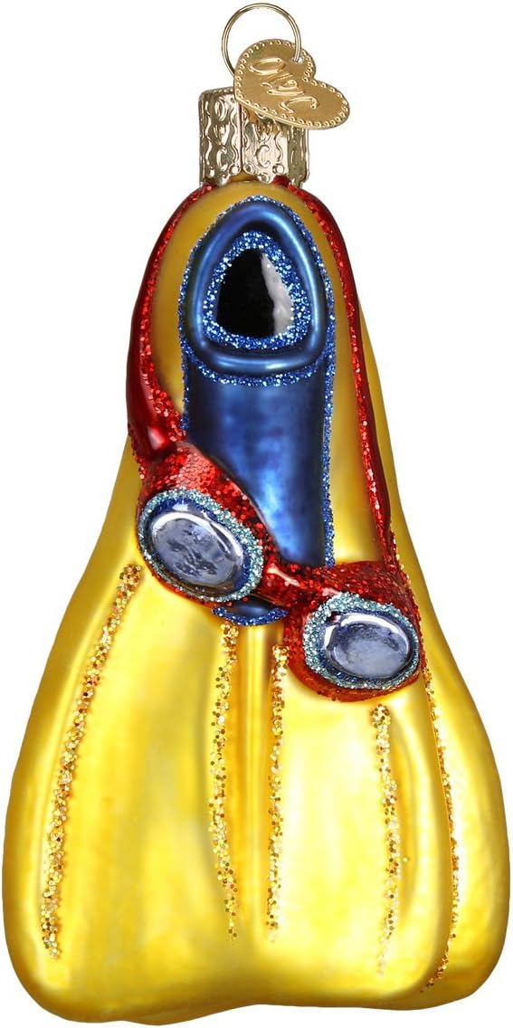 Old World Christmas, Skis Glass Blown Ornaments for Christmas Tree, Swim Flippers