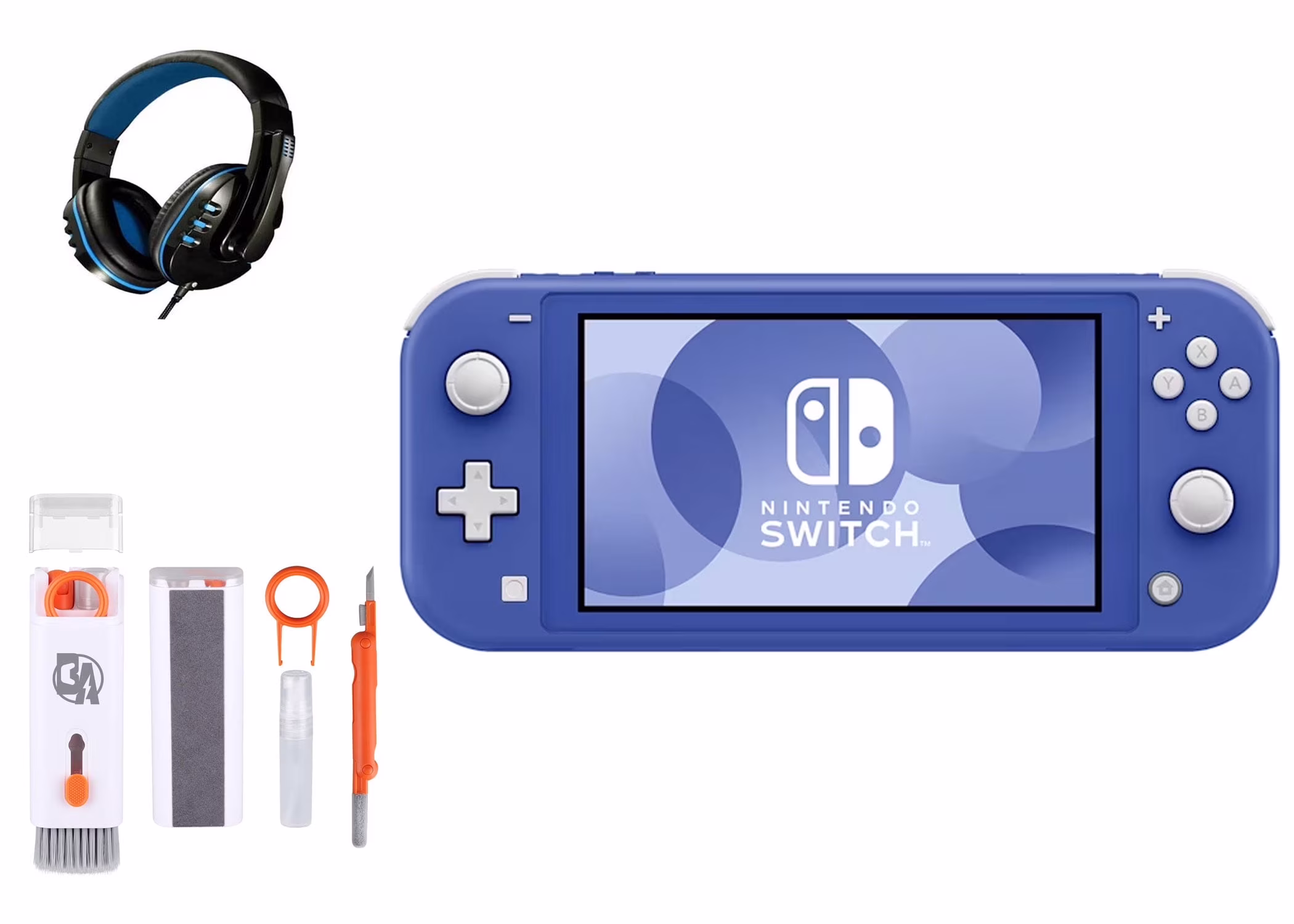 Pre-Owned Nintendo Switch Lite - Blue with BOLT AXTION Cleaning Kit + Headset Bundle (Refurbished: Like New)