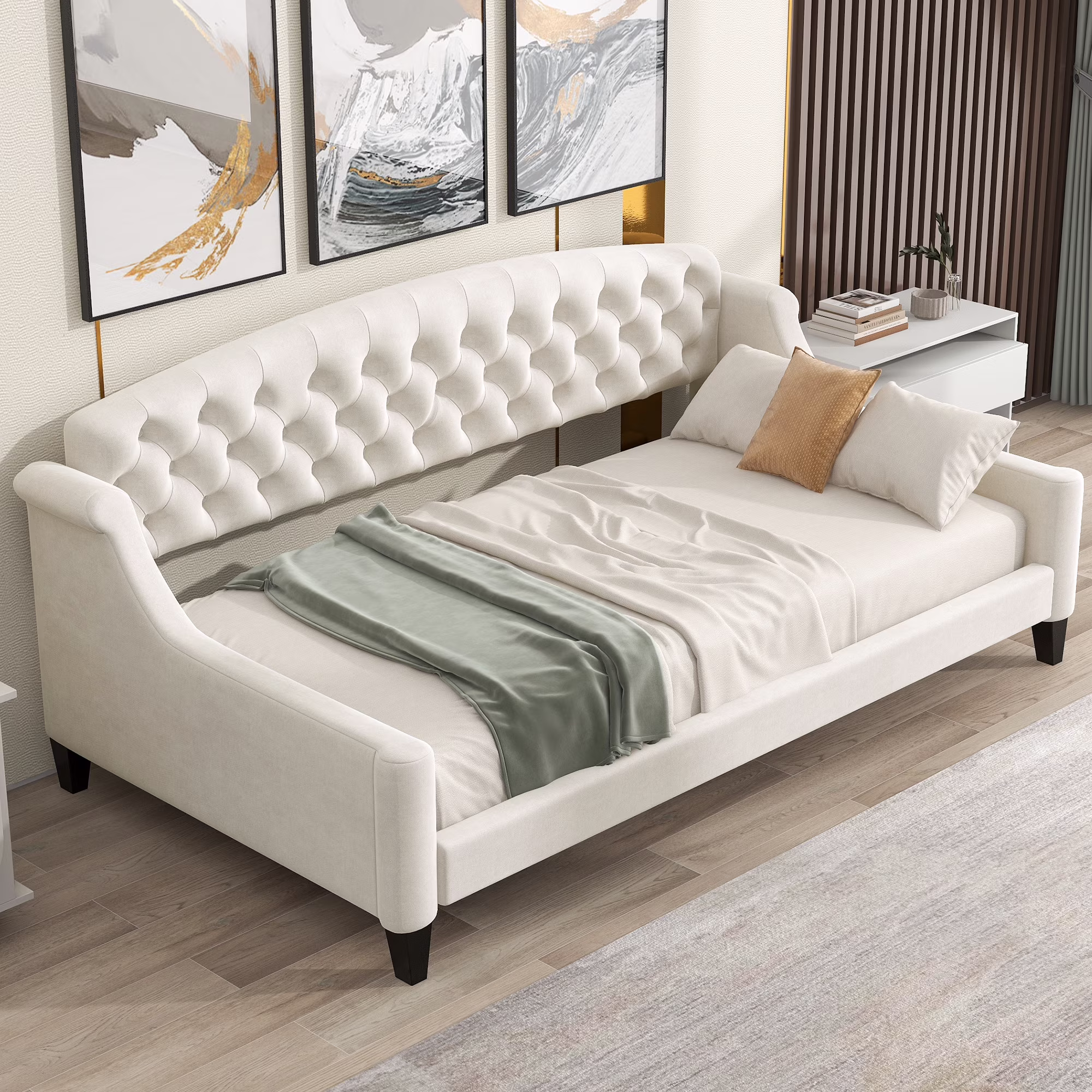 CoSoTower Modern Luxury Tufted Button Daybed,Twin,Beige