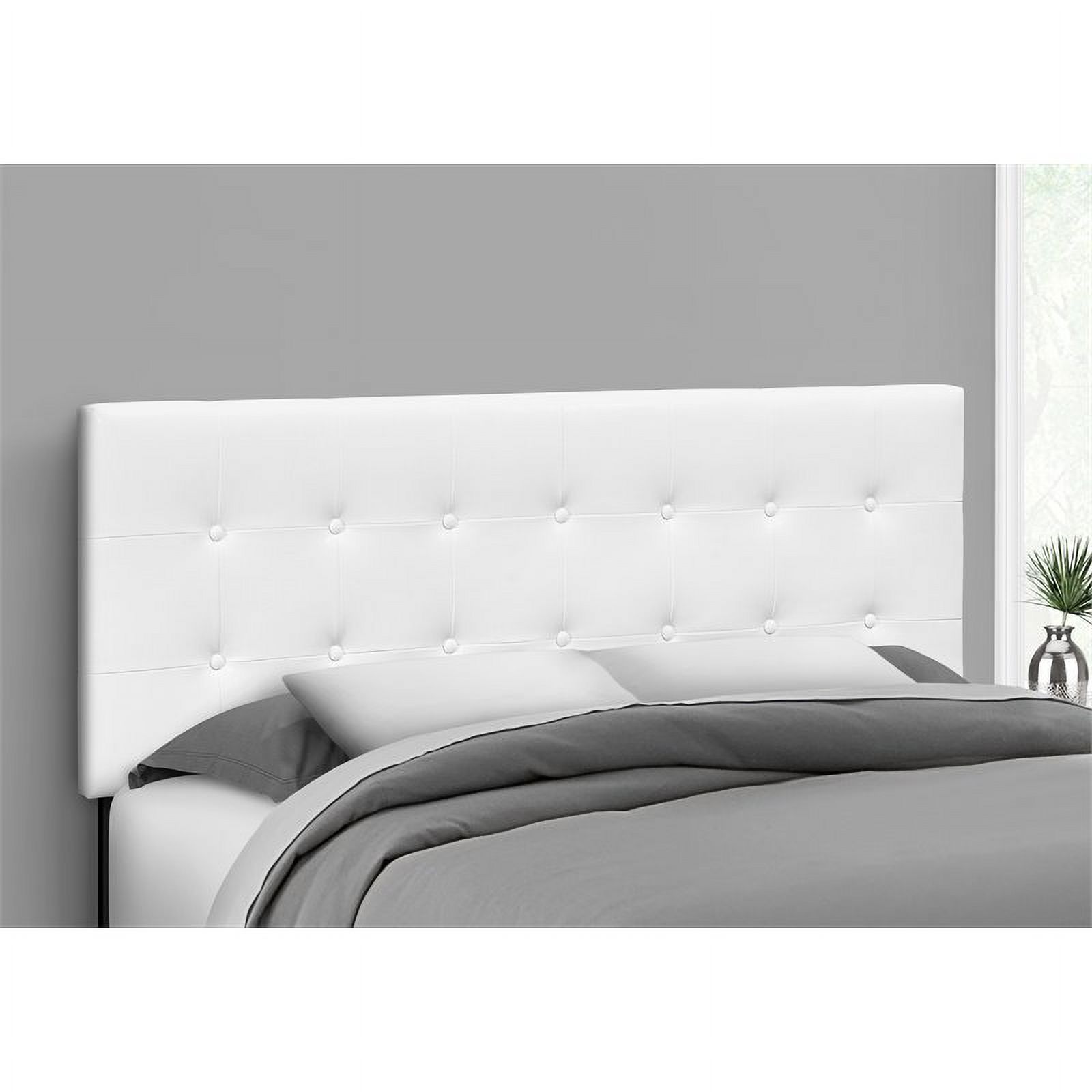 Bowery Hill Bed Headboard Queen Bedroom Upholstered Pu Leather Look White