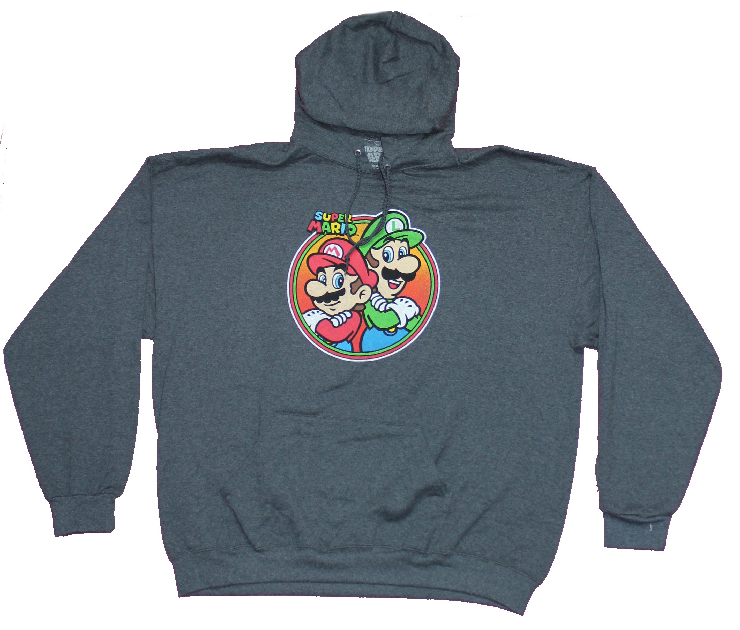 Super Mario Brothers Pull Over Hoodie - Mario Luigi Circle Image (4X-Large)