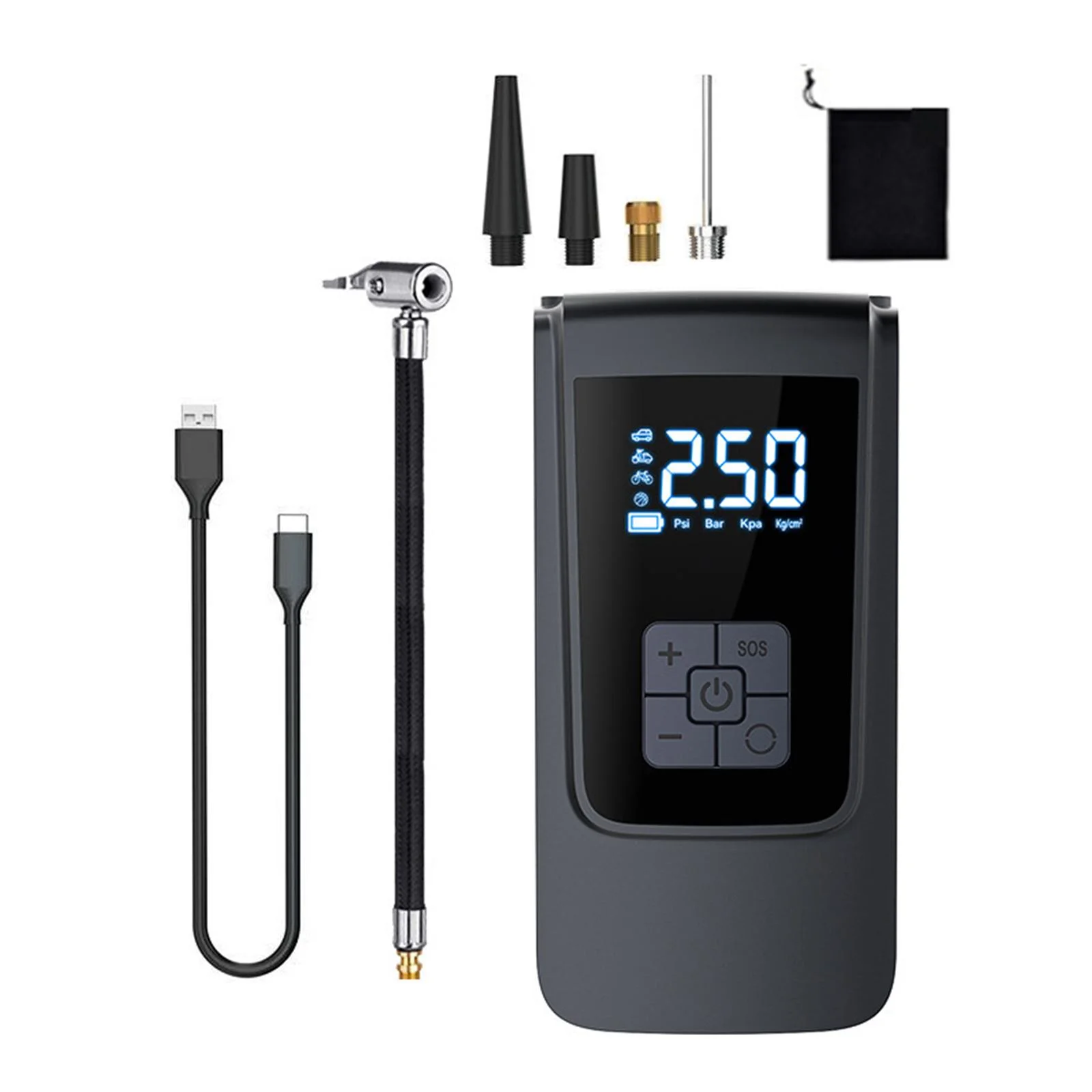 Air Compressor Tire Inflator Mini Pressure Gauge for Car Swimming rings Bike wirelessUSB