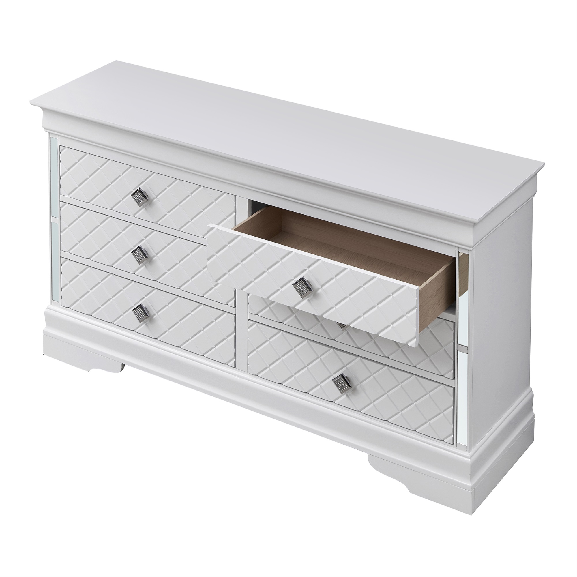 Passion Furniture  Verona 6-Drawer Silver Dresser - 33 x 59 x 16 in.