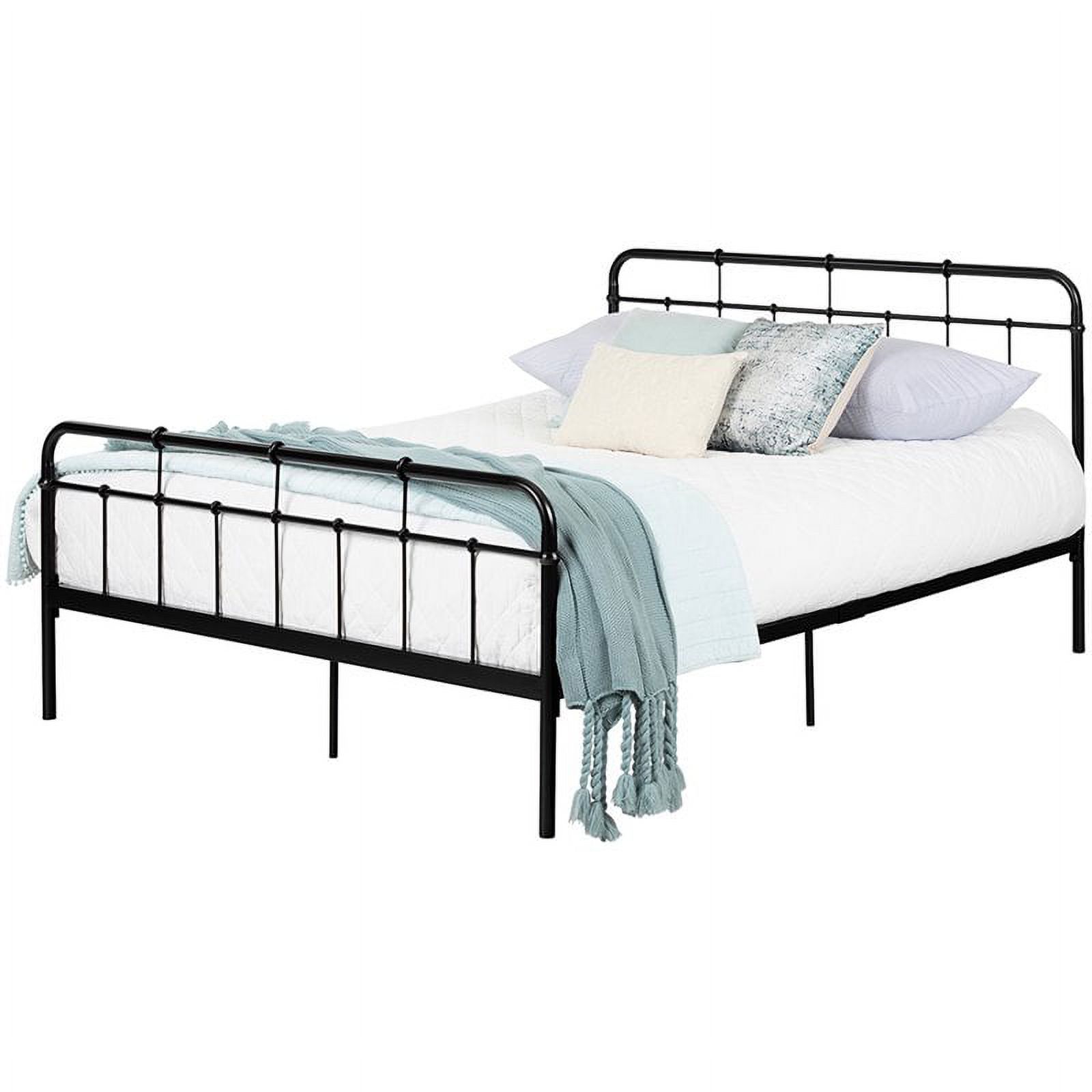 Pemberly Row Industrial Queen Metal Spindle Bed in Black