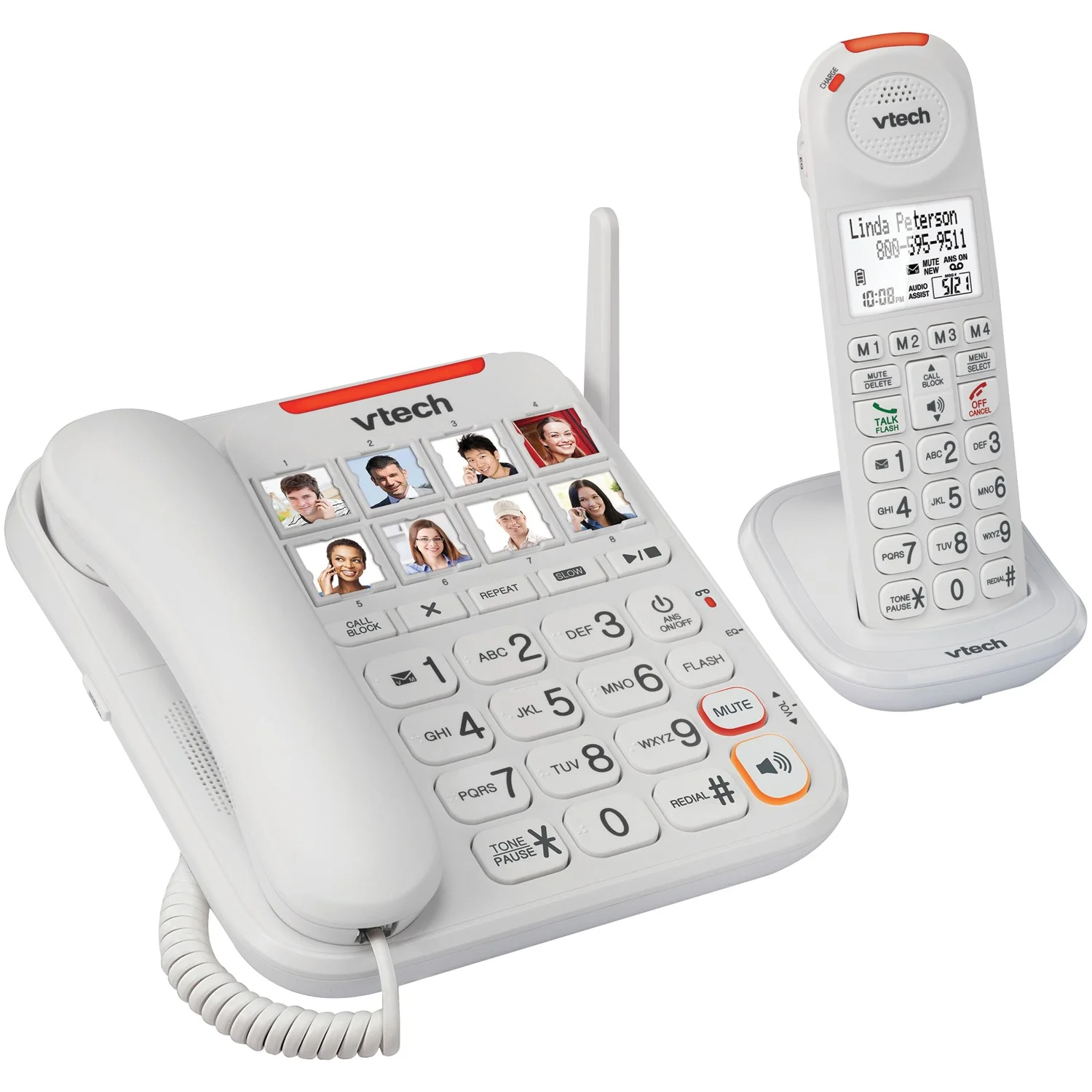 VTech Amplified Corded/Cordless Answering System with Big Buttons & Display, VTSN5147