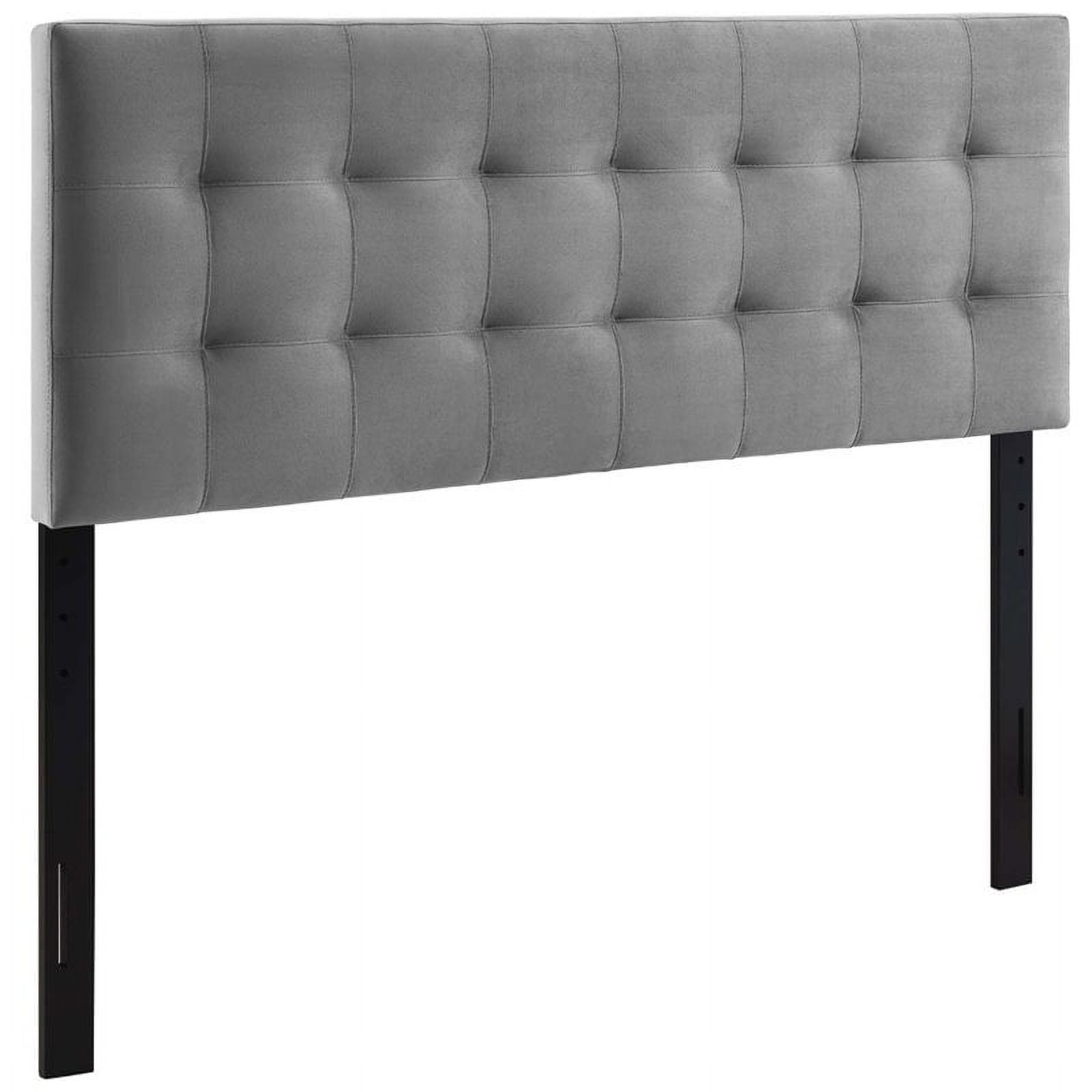 Pemberly Row Modern Fabric Biscuit Tufted Velvet King Headboard in Gray