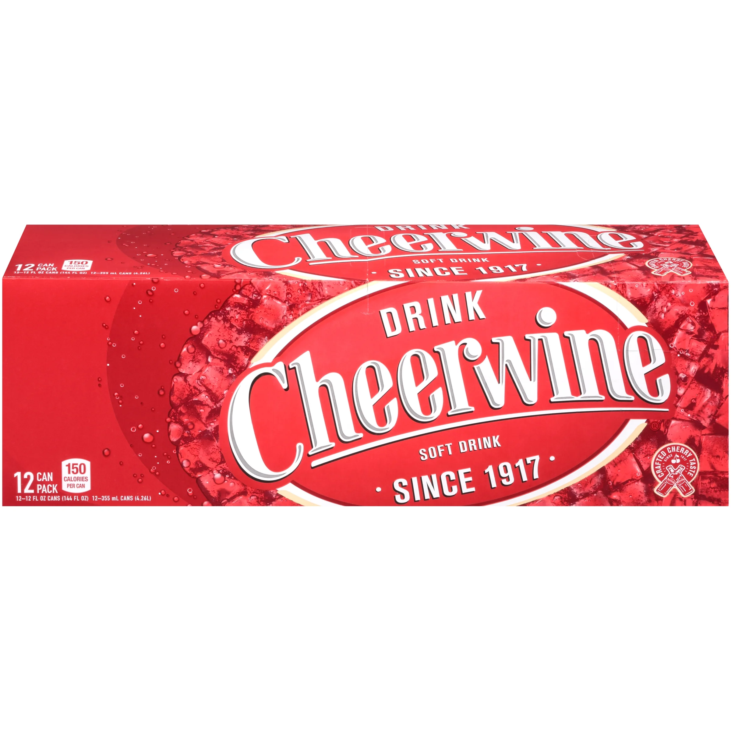 Cheerwine Uniquely Sparkling Cherry Soft Drink, 12 fl oz, 12-Pack