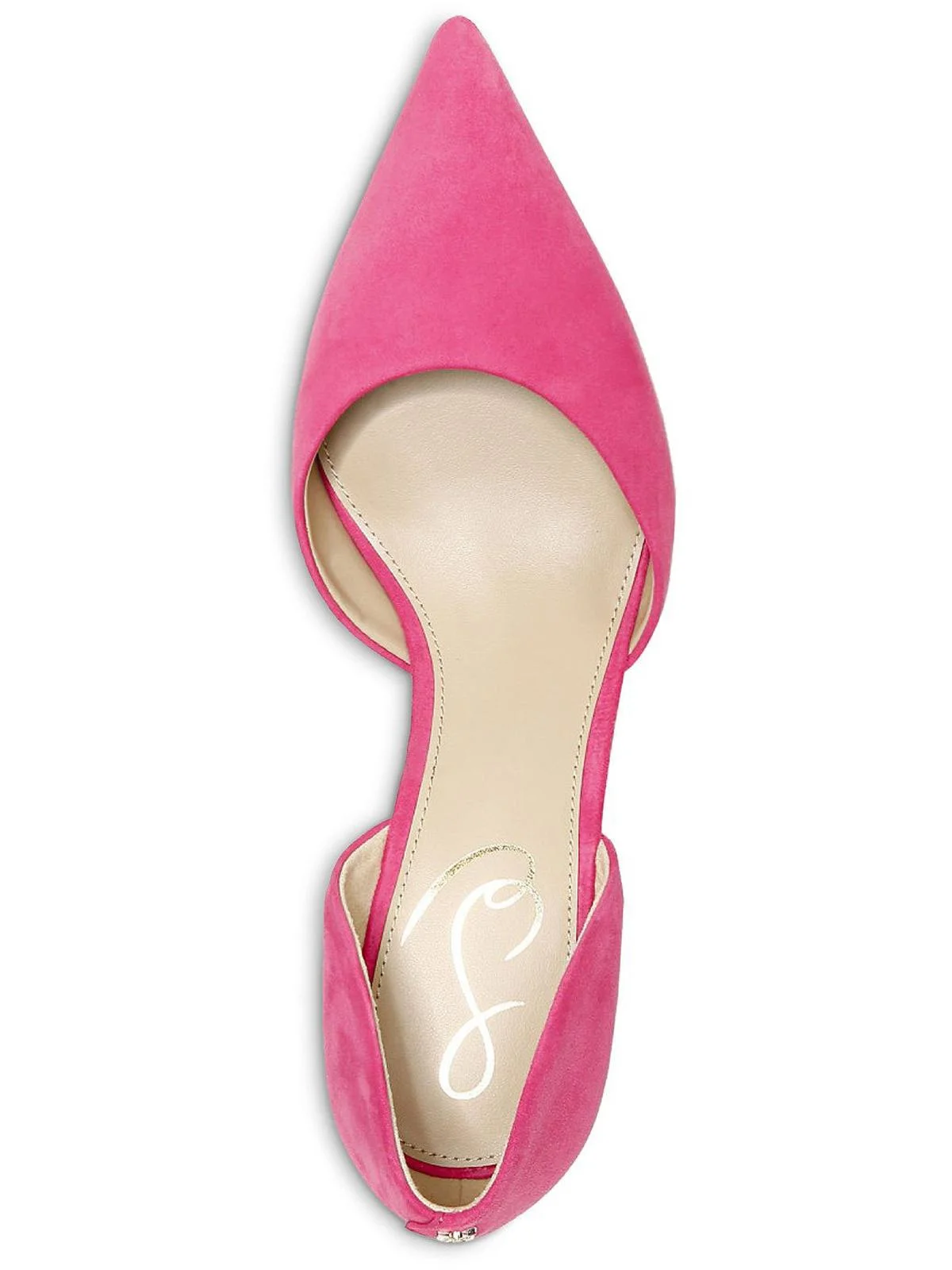 Sam Edelman Viv Dahlia Pink Slip On Pointed Toe Leather Mid Heel Pumps Shoes (Dahlia Pink, 6.5)