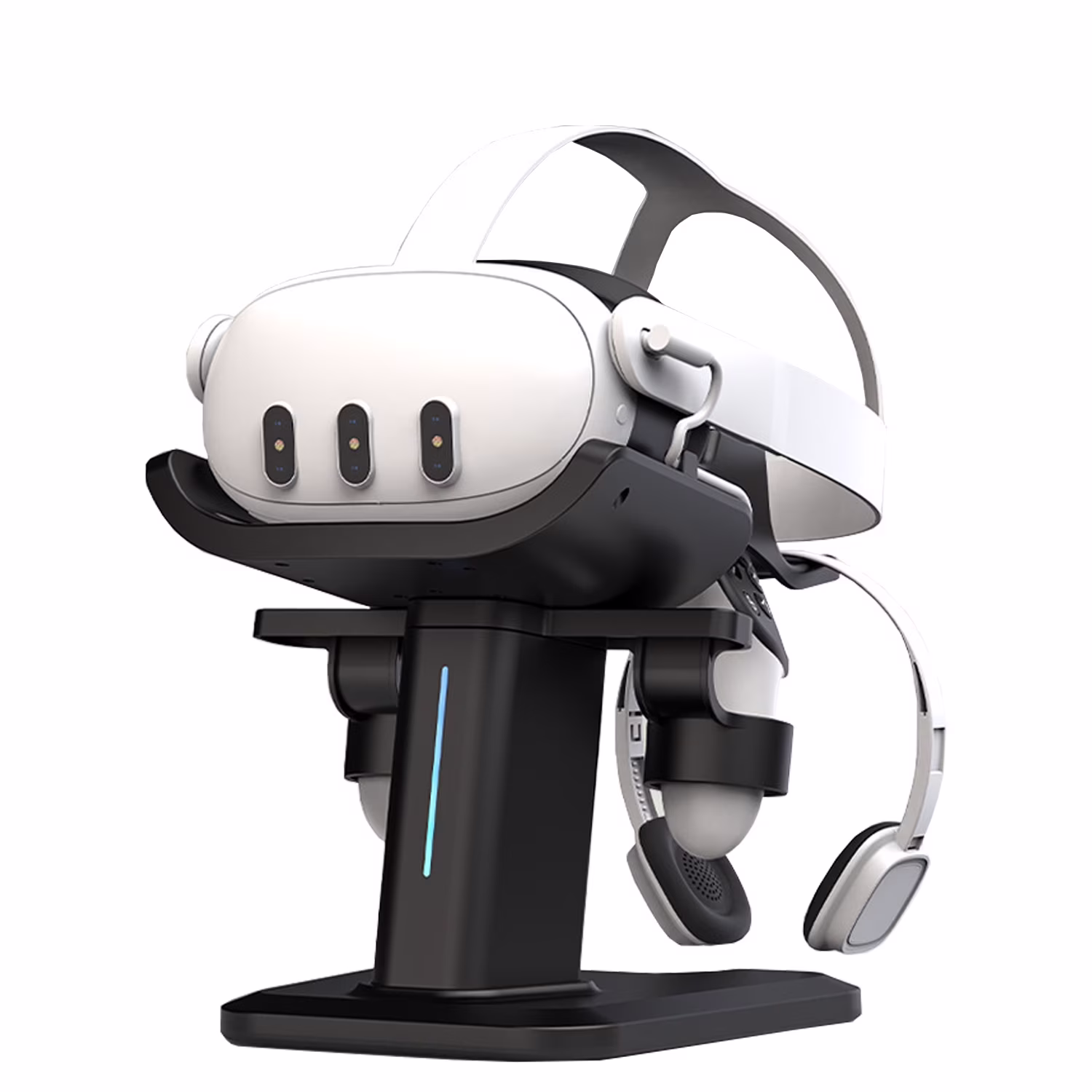 Display Stand Compatible for Quest 3 Headset Controllers Desk Stand Organizer, Charging Dock Station Holder Base for Quest 3 Headset VR Accessories-Black