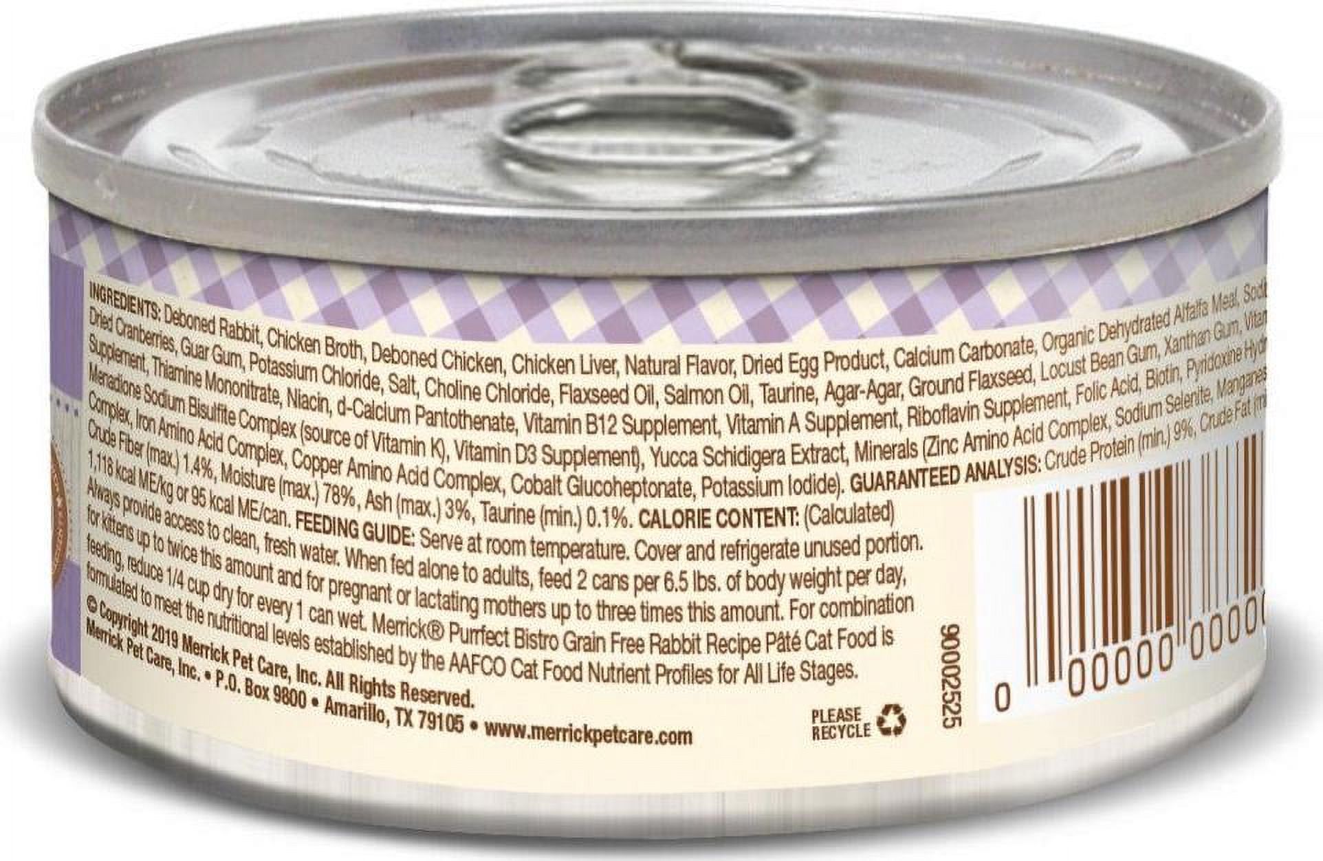 Merrick Purrfect Bistro Grain Free Rabbit Pate Canned Cat Food 5.5-oz, case of 24