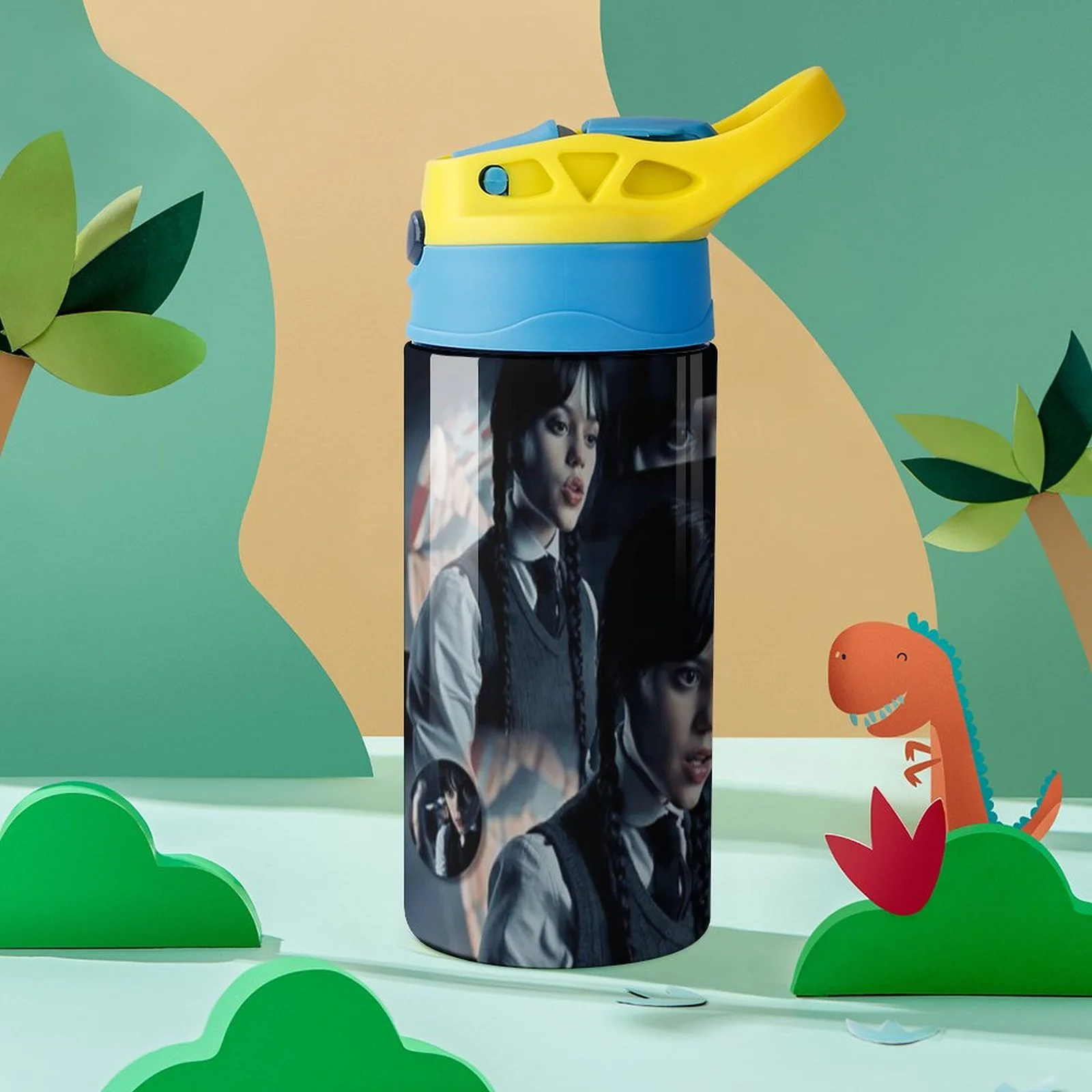 School Wednesday Children's Water Bottle Vacuum Insulated Stainless Steel Cup With Straw Toddler Thermoses