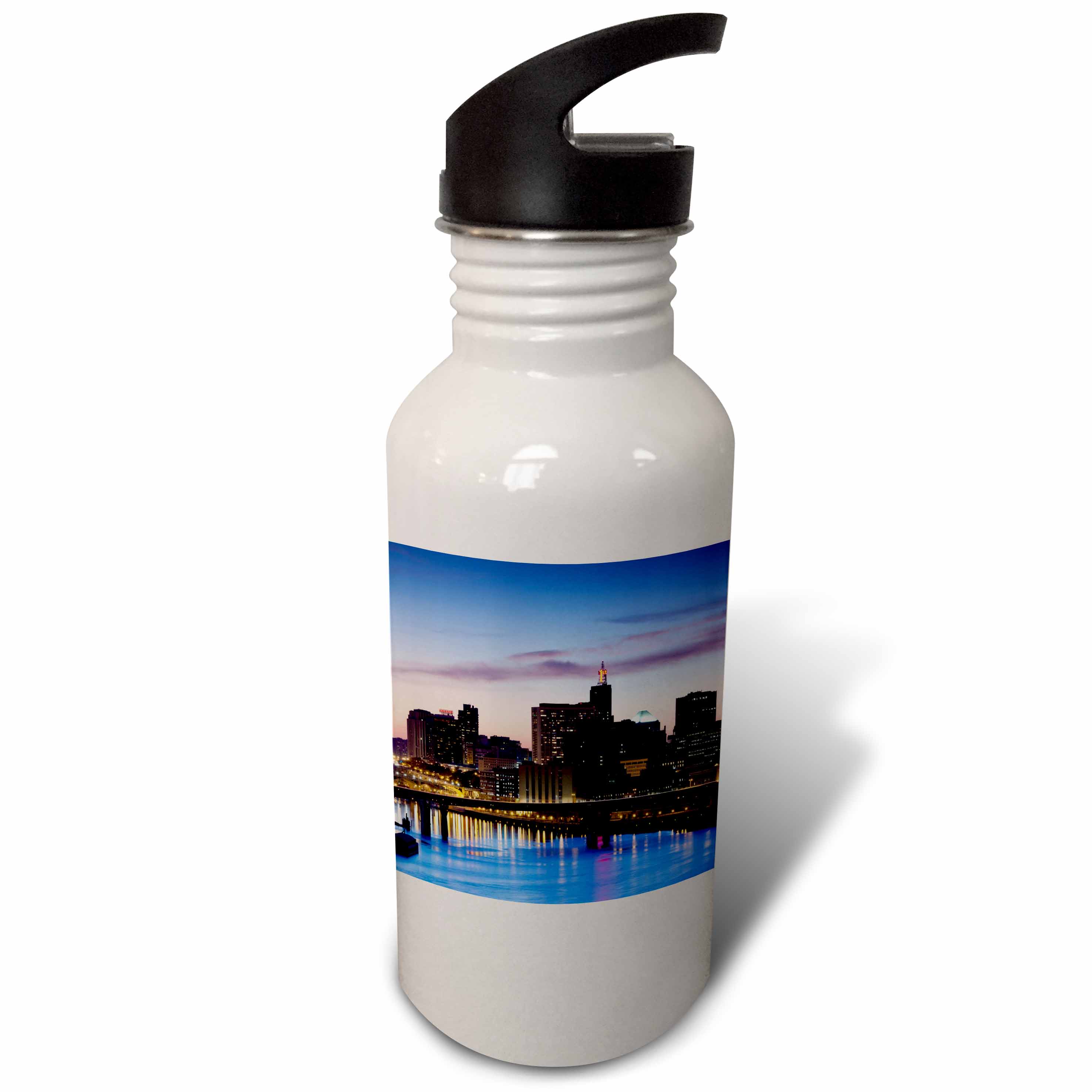 USA, Minnesota, Minneapolis, St. Paul, elevated skyline, Indian Mounds 21 oz Sports Water Bottle wb-192192-1
