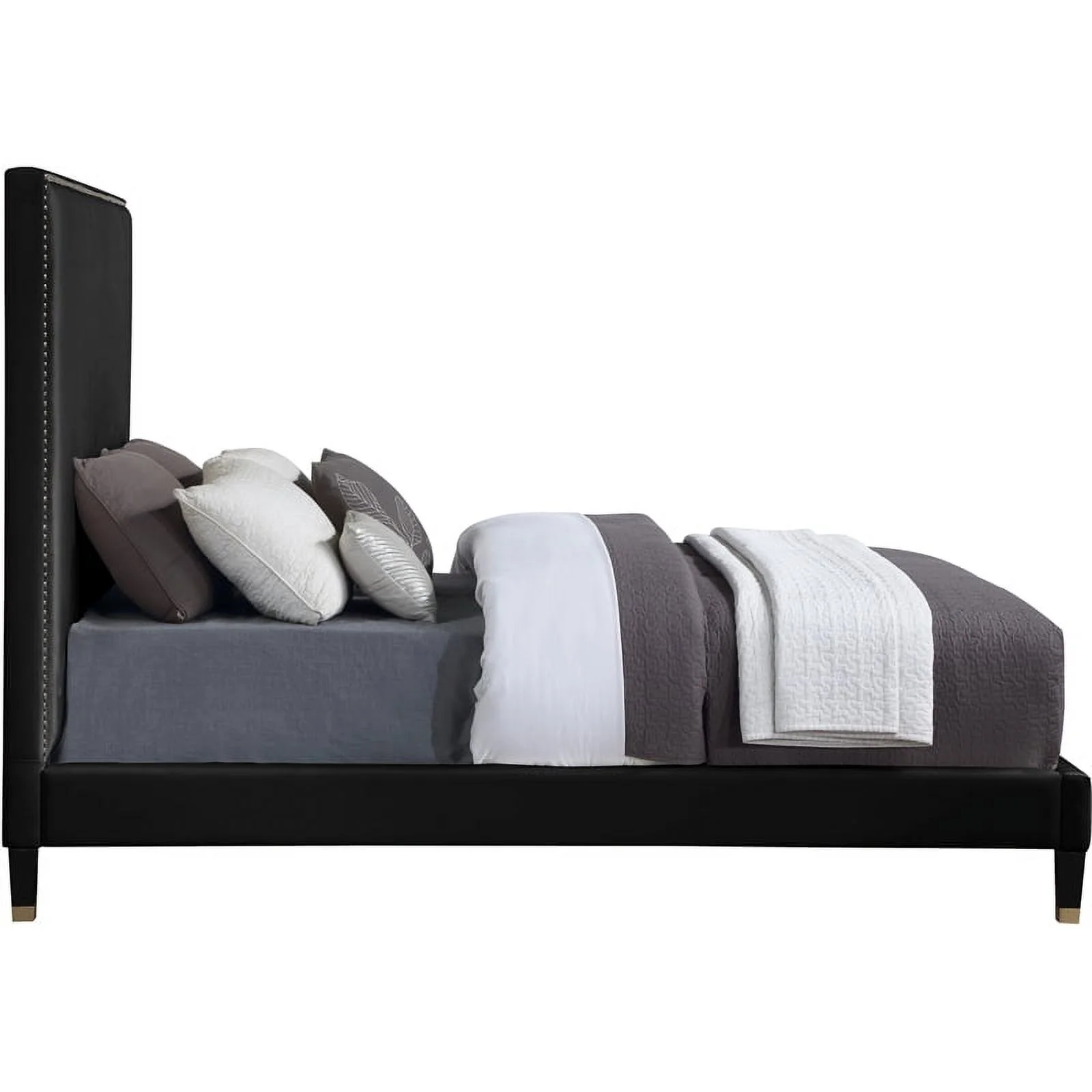 Meridian Furniture Harlie Black Velvet Queen Bed