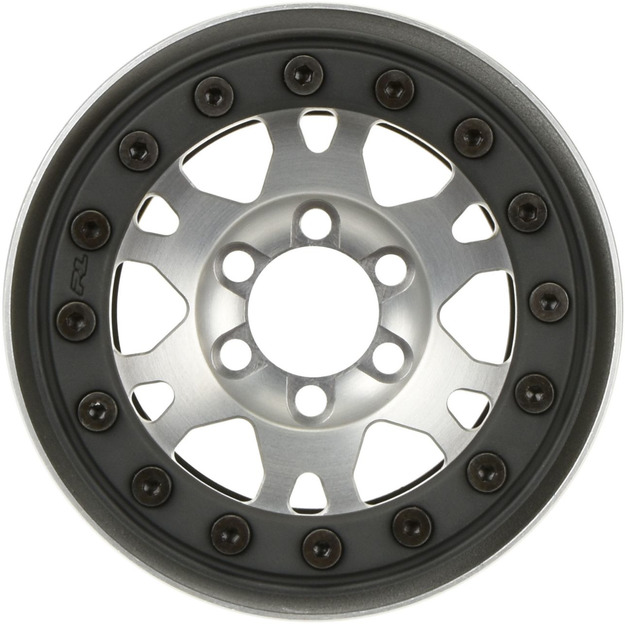 Proline 276200 Pro-Forge 1.9 Clear Anodized Aluminum/Black Bead-Loc 6 Lug Front & Rear Wheels (2) PRO276200