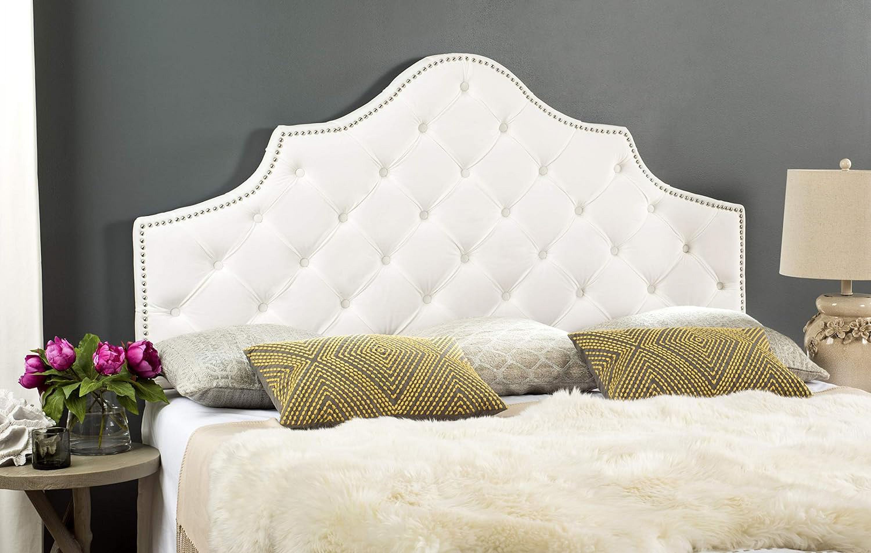YGDU Mercer Collection Arebelle White Velvet Headboard (Queen)