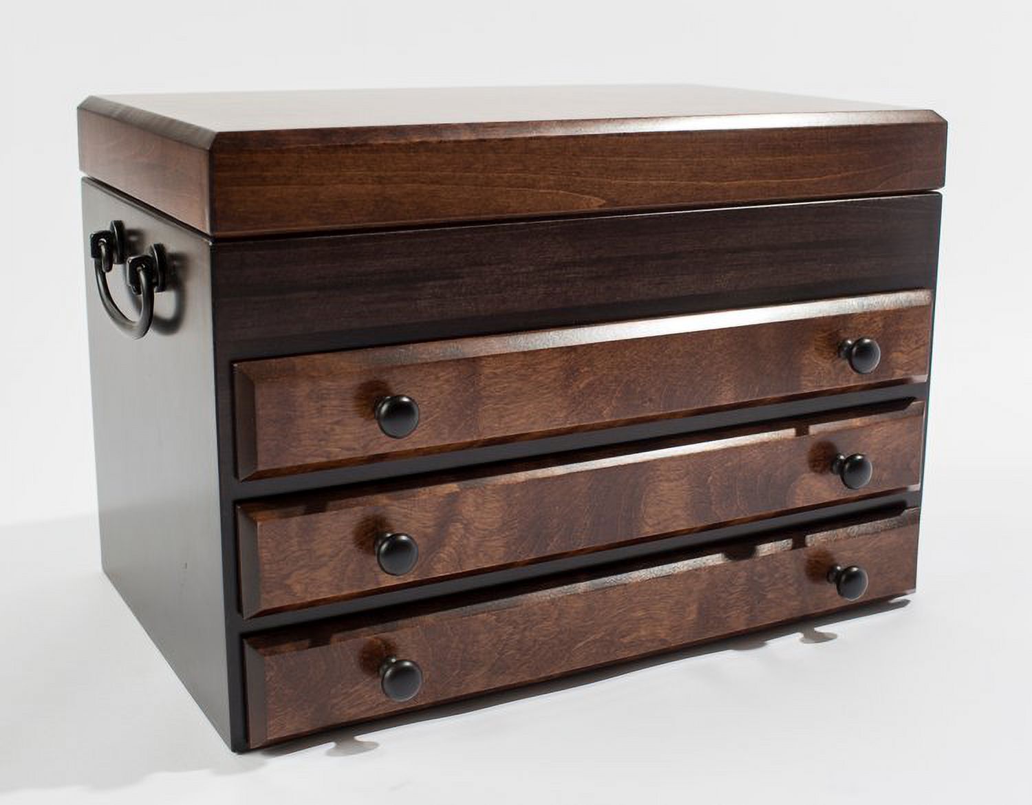 Flaming AMISH Birch, Three-Drawer Jewel Chest Soft-Suede Linings