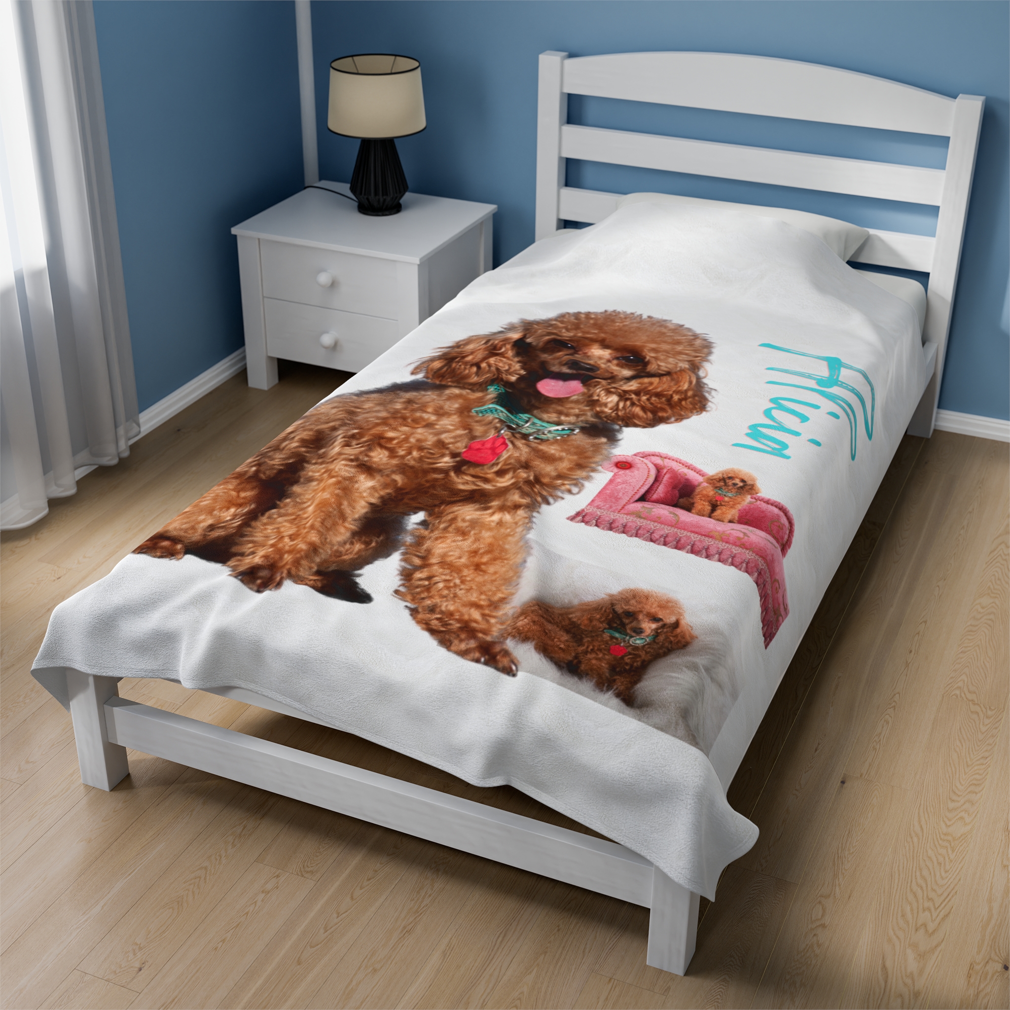 Poodle Custom Photo Blanket Personalized Dog Blanket Gift 30x40 50x60 60x80