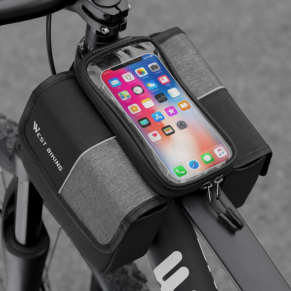 Apexeon Dual-Sides 2L Bag Bike Frame Fronttube Bag Touchscreen Mobilephone Bag - Protect Your Phone While Cycling