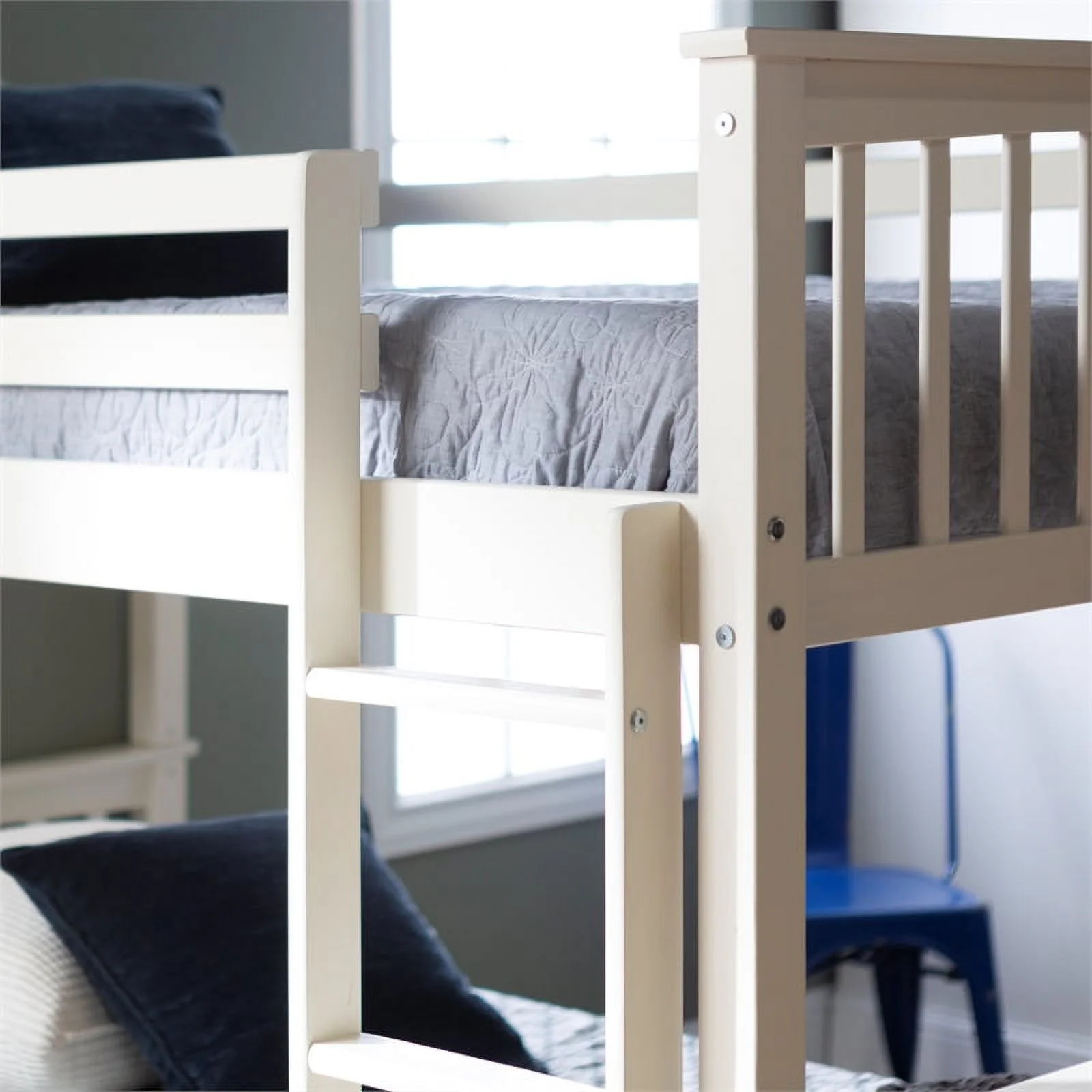 Pemberly Row Traditional Solid Wood Twin over Twin Design Bunk Bed in White