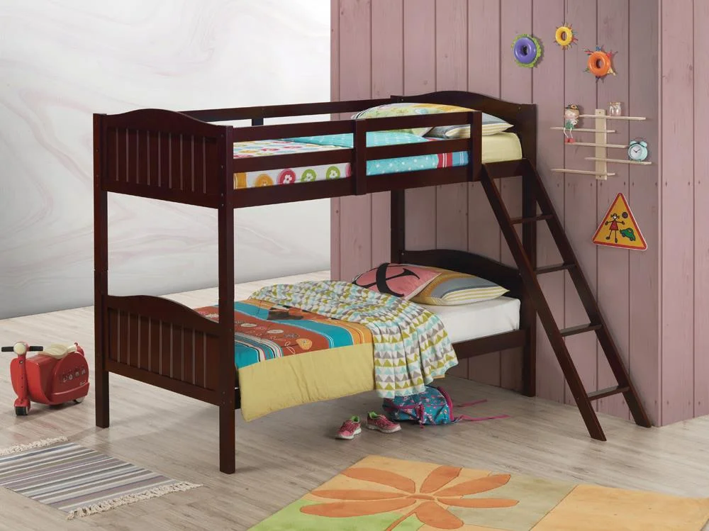 Arlo Twin Over Twin Bunk Bed with Ladder Espresso