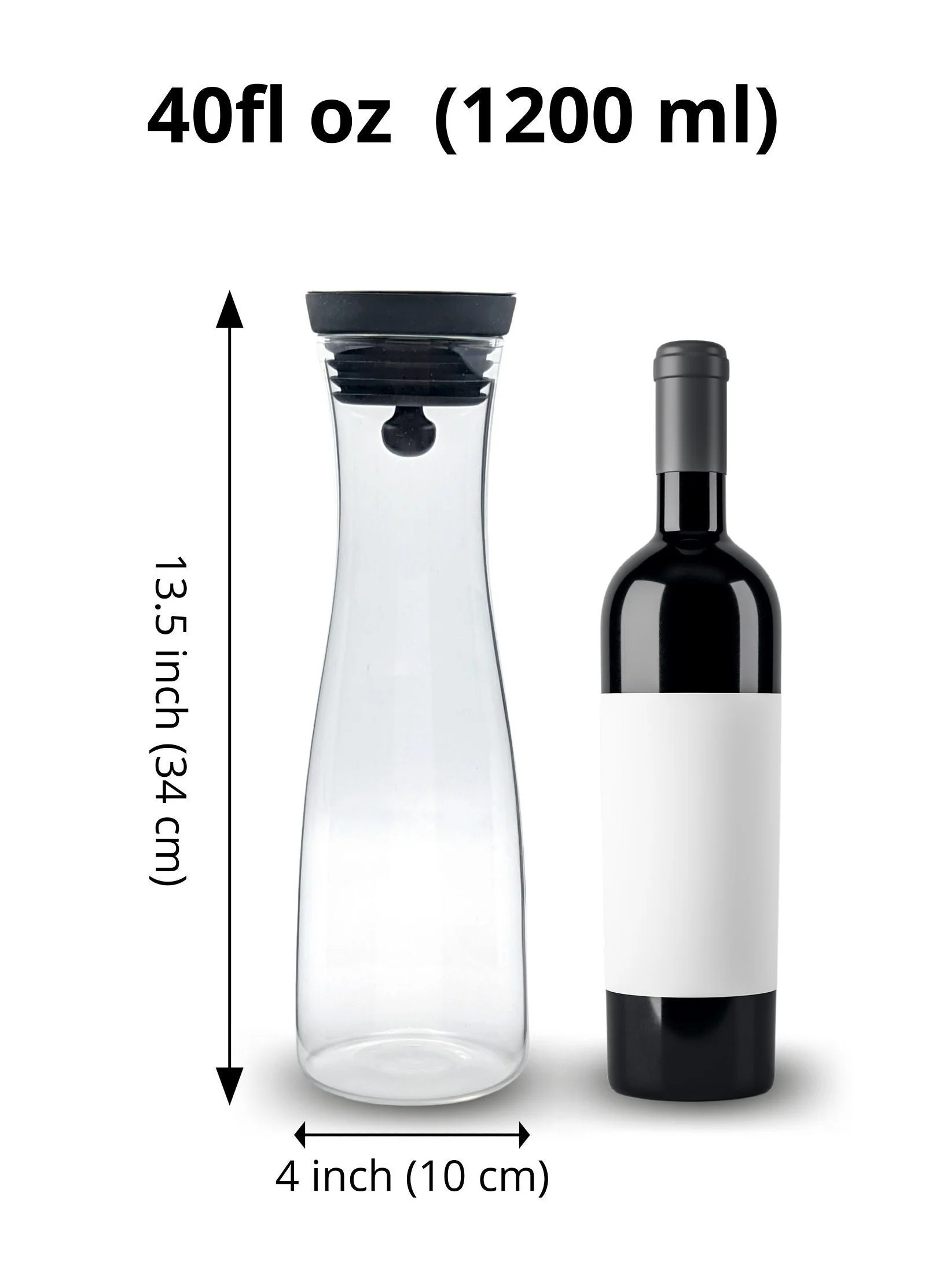 ArtOlo Glass Jar with Lid Clear Beverage Container Ice Coffee, Water Pitcher - Perfect Jug for Storage and Display, Bedside Carafe and More, 40fl oz