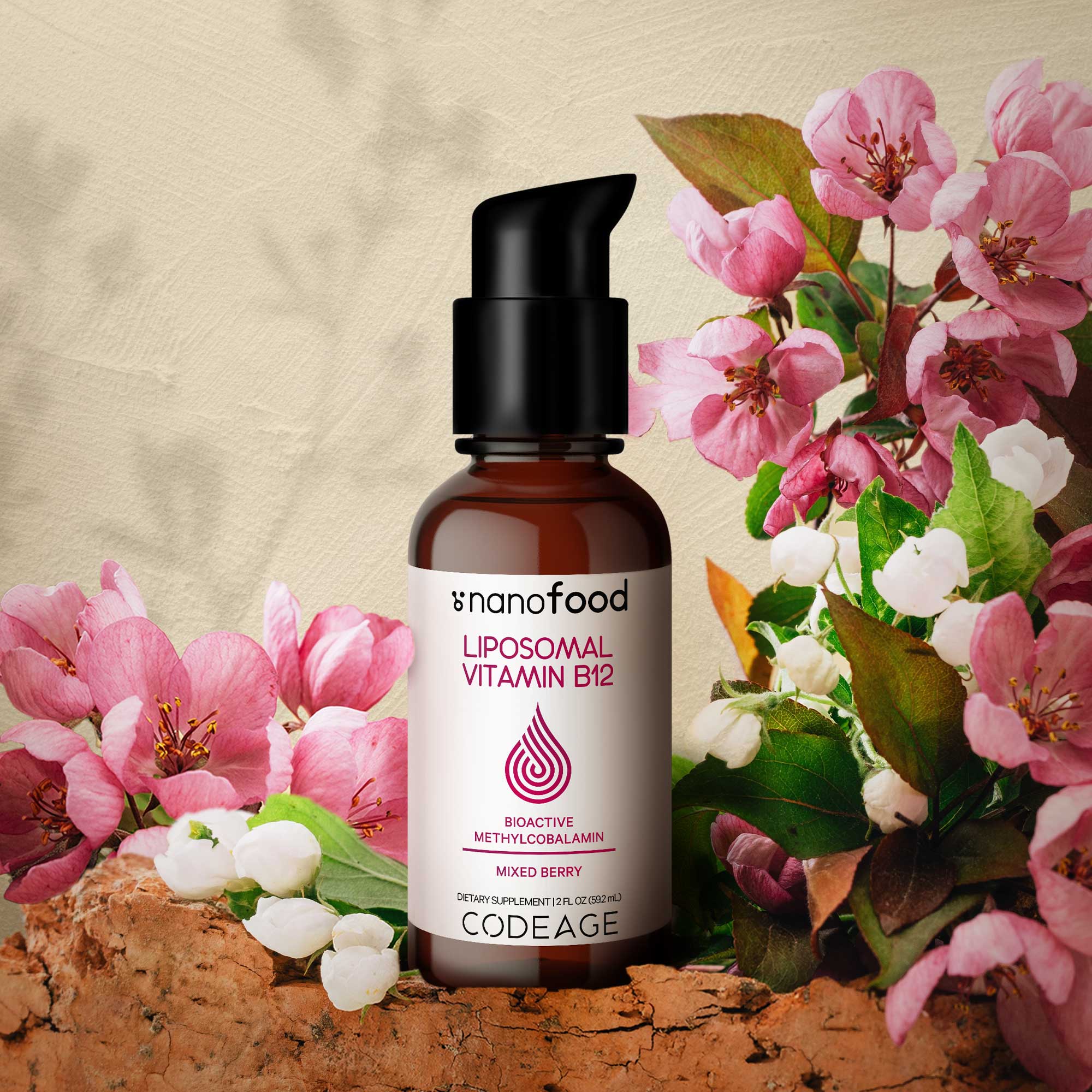 Codeage Nanofood Liposomal Vitamin B12 Liquid Supplement, Vegan Methylcobalamin B12 Vitamin Drops, 2 fl oz