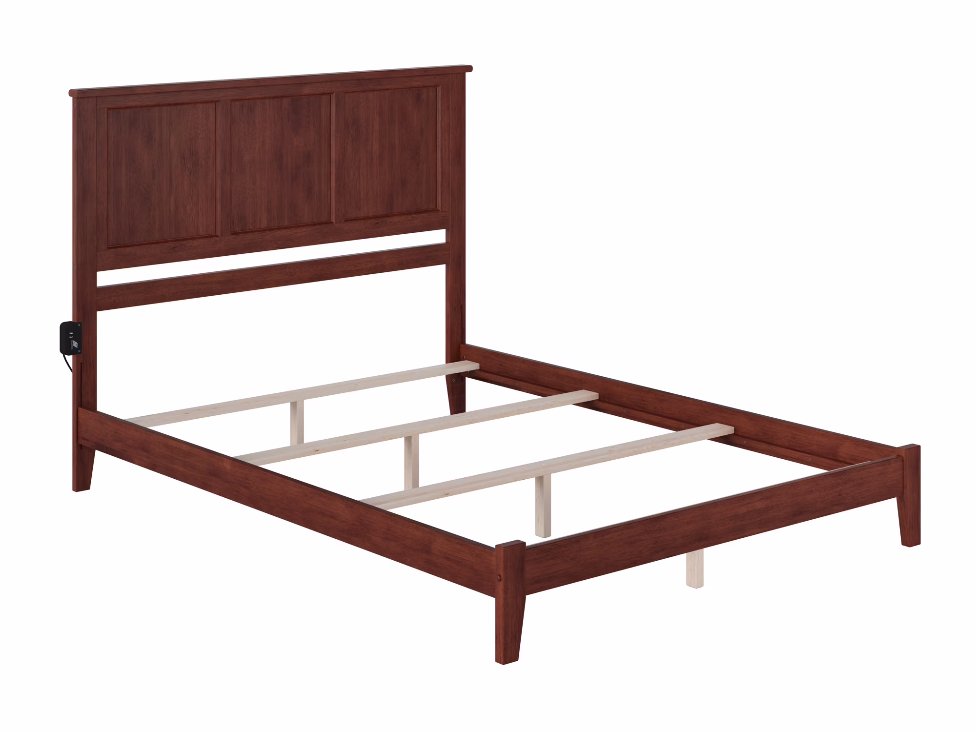 AFI Madison Queen Solid Wood Traditional Bed with Panel Headboard in Walnut