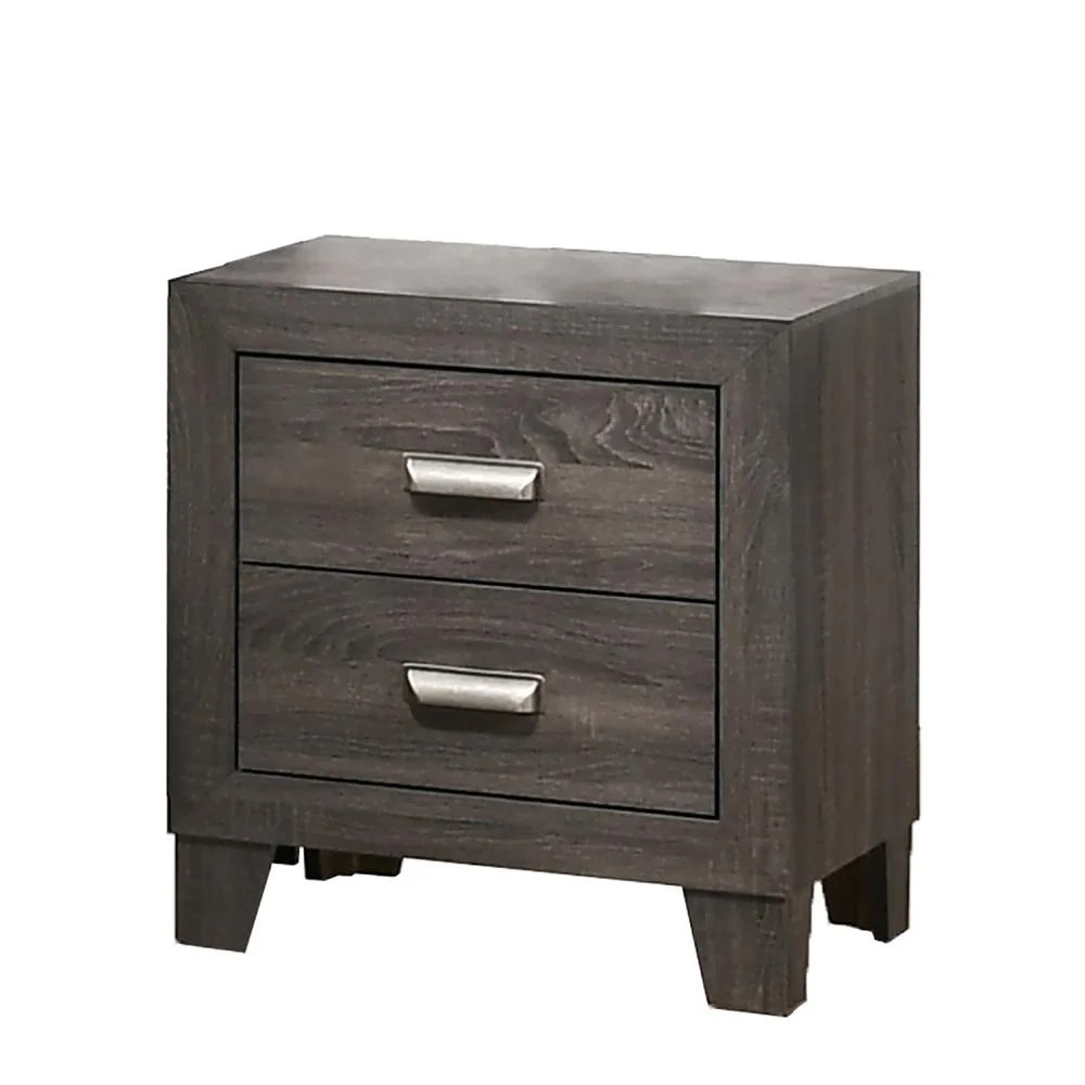 Rustic Wood Gray 6pc Bedroom Set in Eastern King with Chest and 2 Nightstands