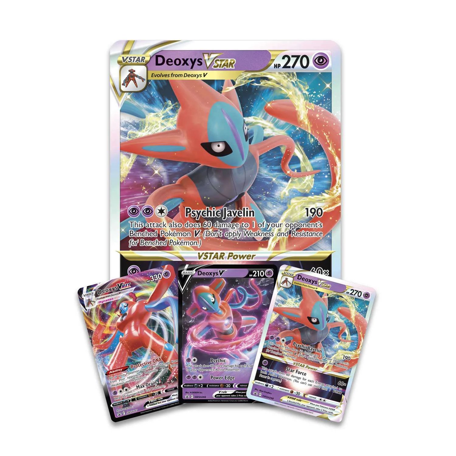 Pokemon Sword & Shield Deoxys VMAX & VSTAR Battle Box (4 Booster Packs, Promo Card, 2 Etched Promo Cards, Oversize Card & More)