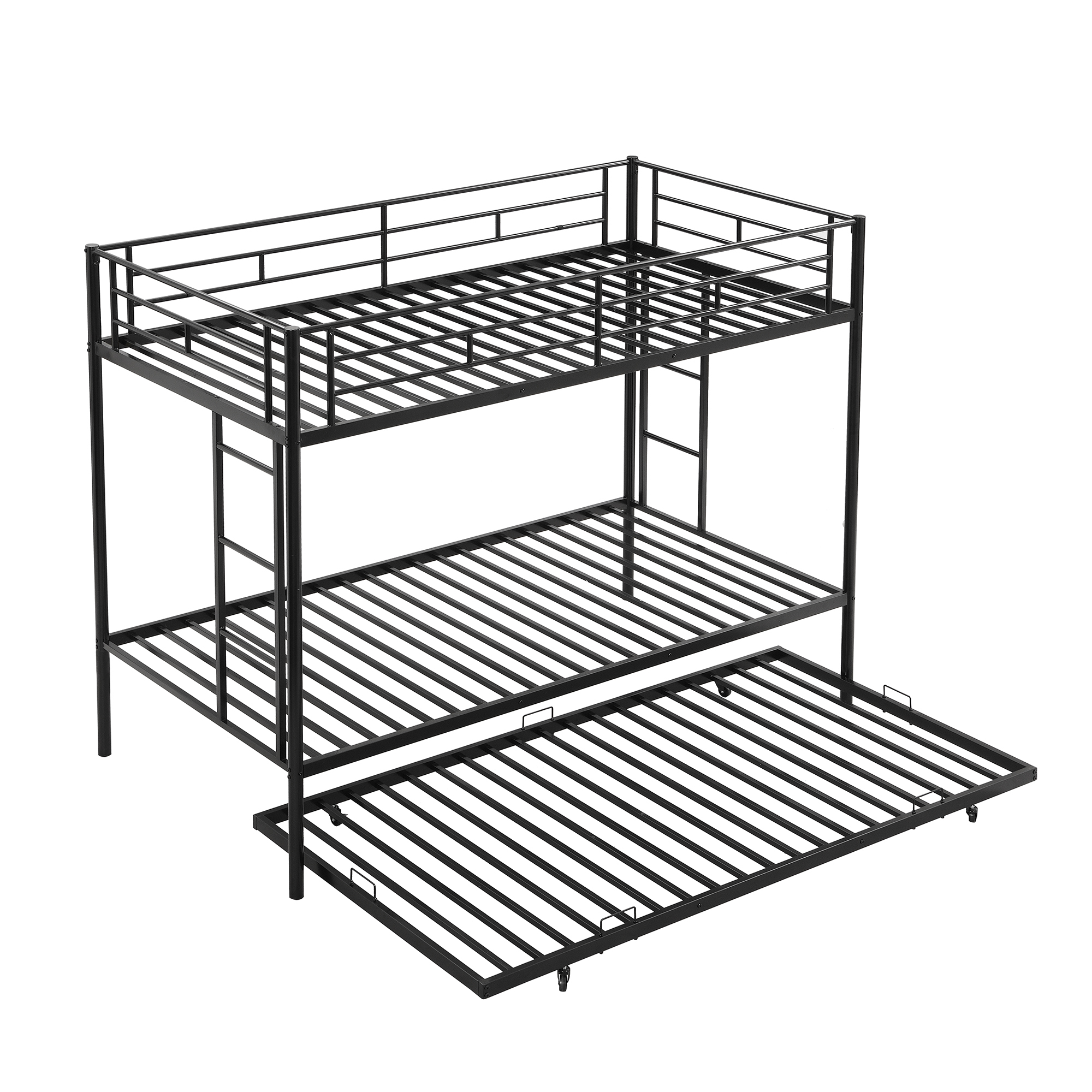 Twin over Twin Bunk Bed with Trundle, Black