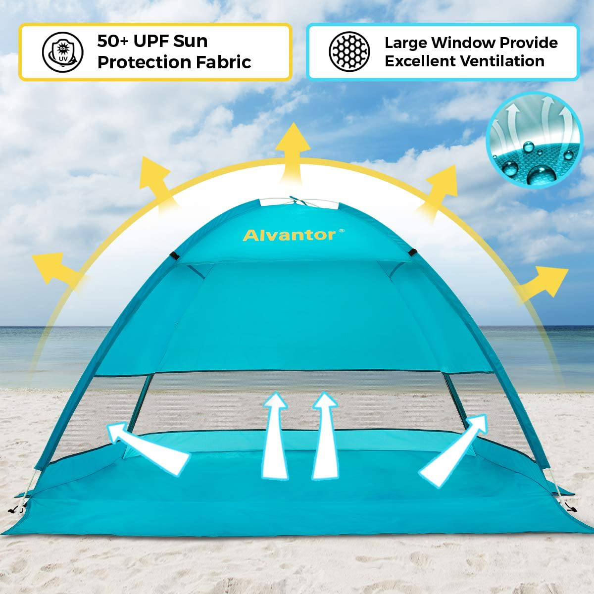 Alvantor Pop Up Beach Tent Beach Umbrella Outdoor Sun Shelter Automatic Shade Portable Camping Canopy