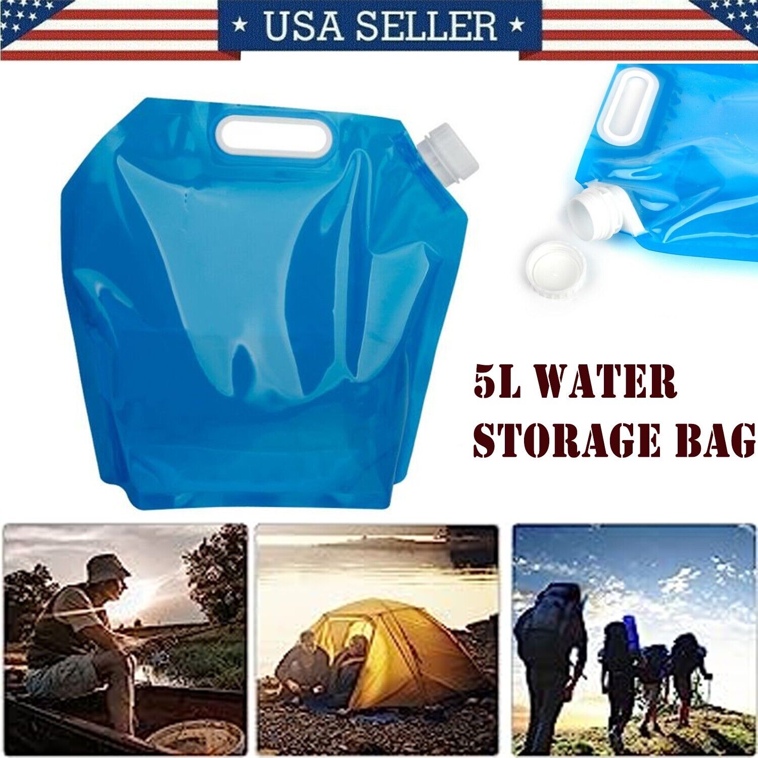 Collapsible 5L BPA Free Camping Emergency Water Storage Container Carrier Bag US