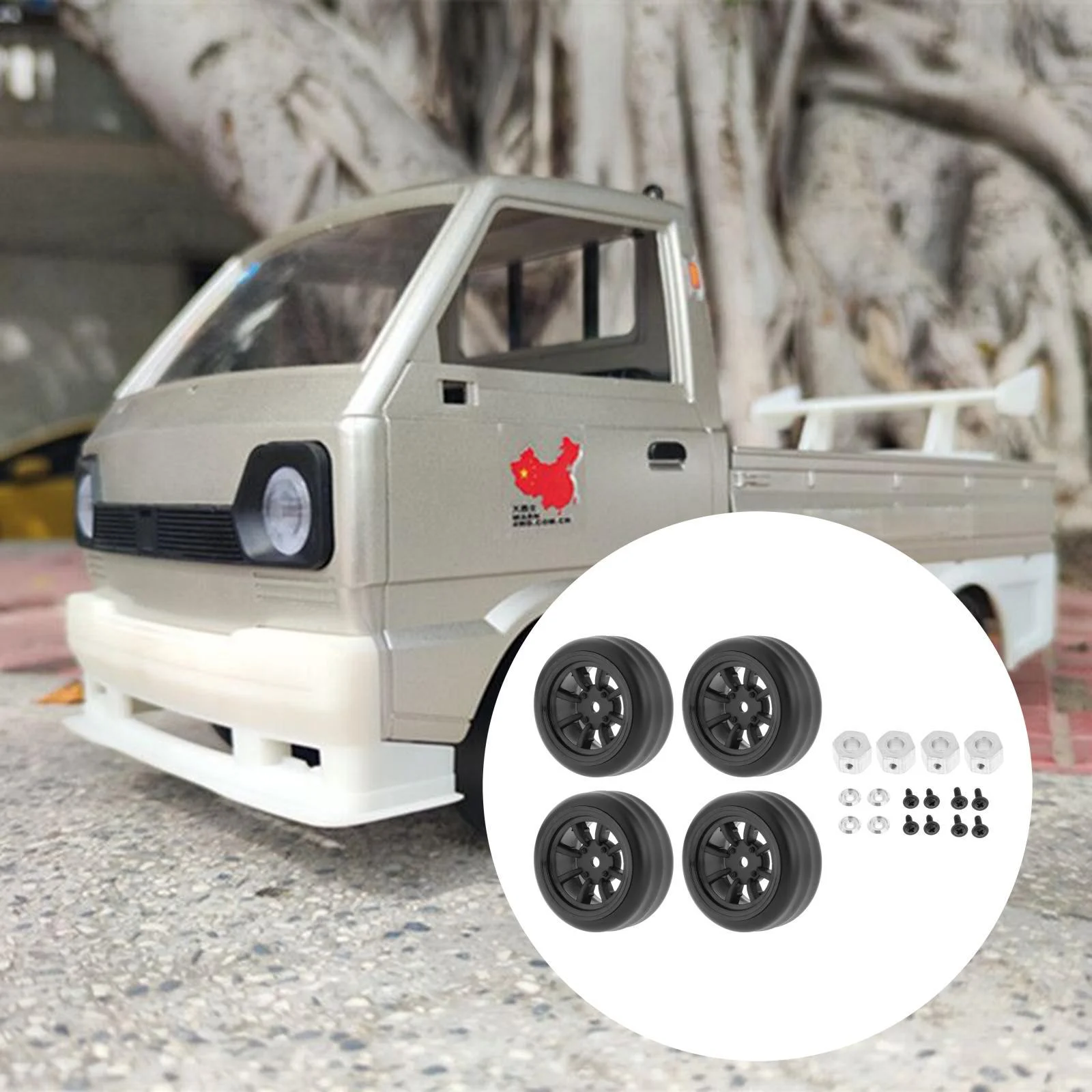 4 Pack Tyres with Wheel Rims :10 RC Truck Upgrade , C, 53x24mm C