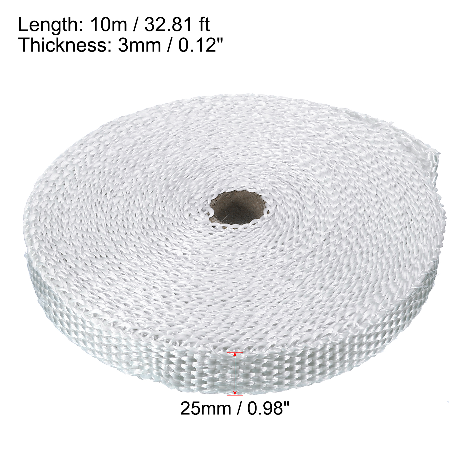 Uxcell 32.81ft x 0.98 inch Fiberglass Rope Braided Rope Gasket Seal White