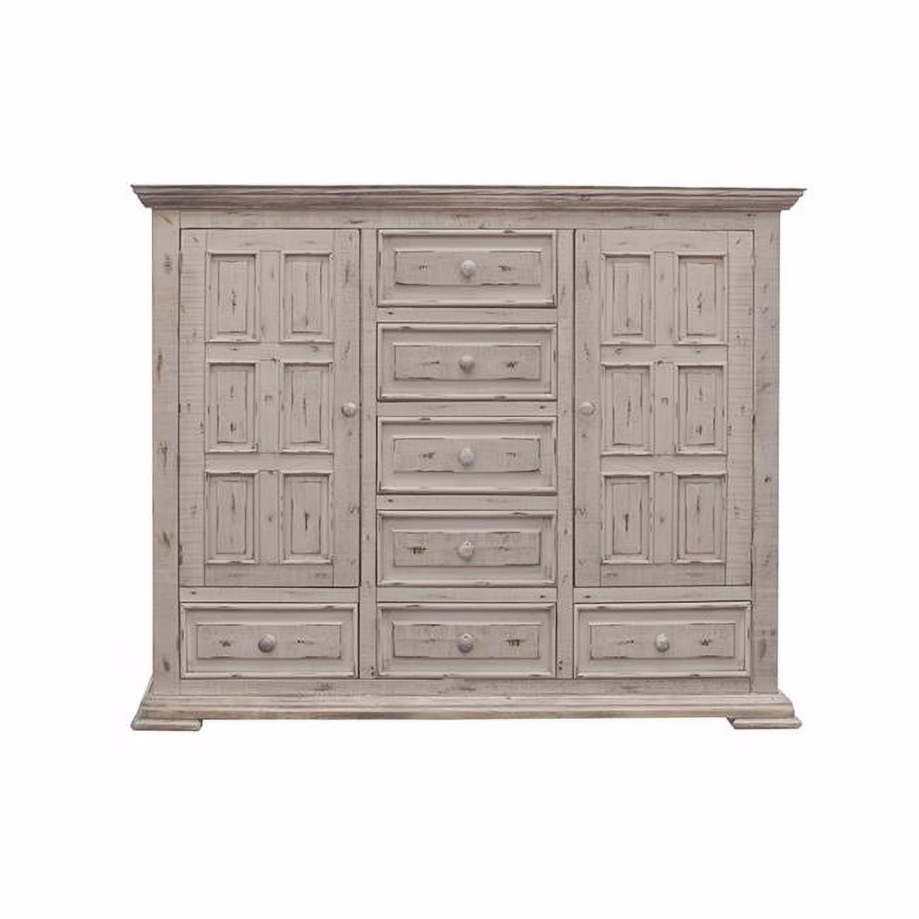 64 in. White Solid Wood Seven Drawer Gentlemans Chest