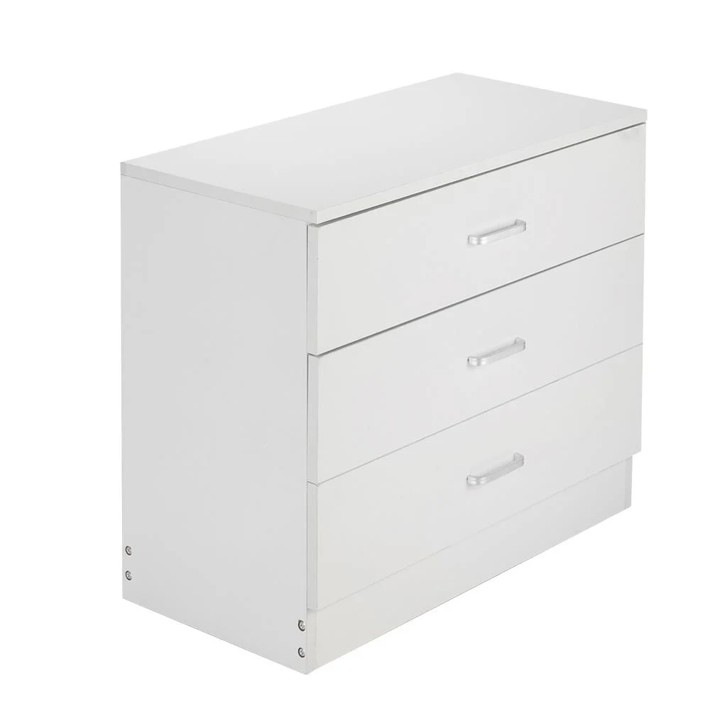 SamyoHome White 3 Drawer Dresser Beside Table Chest Clothes Storage Bedroom Cabinet
