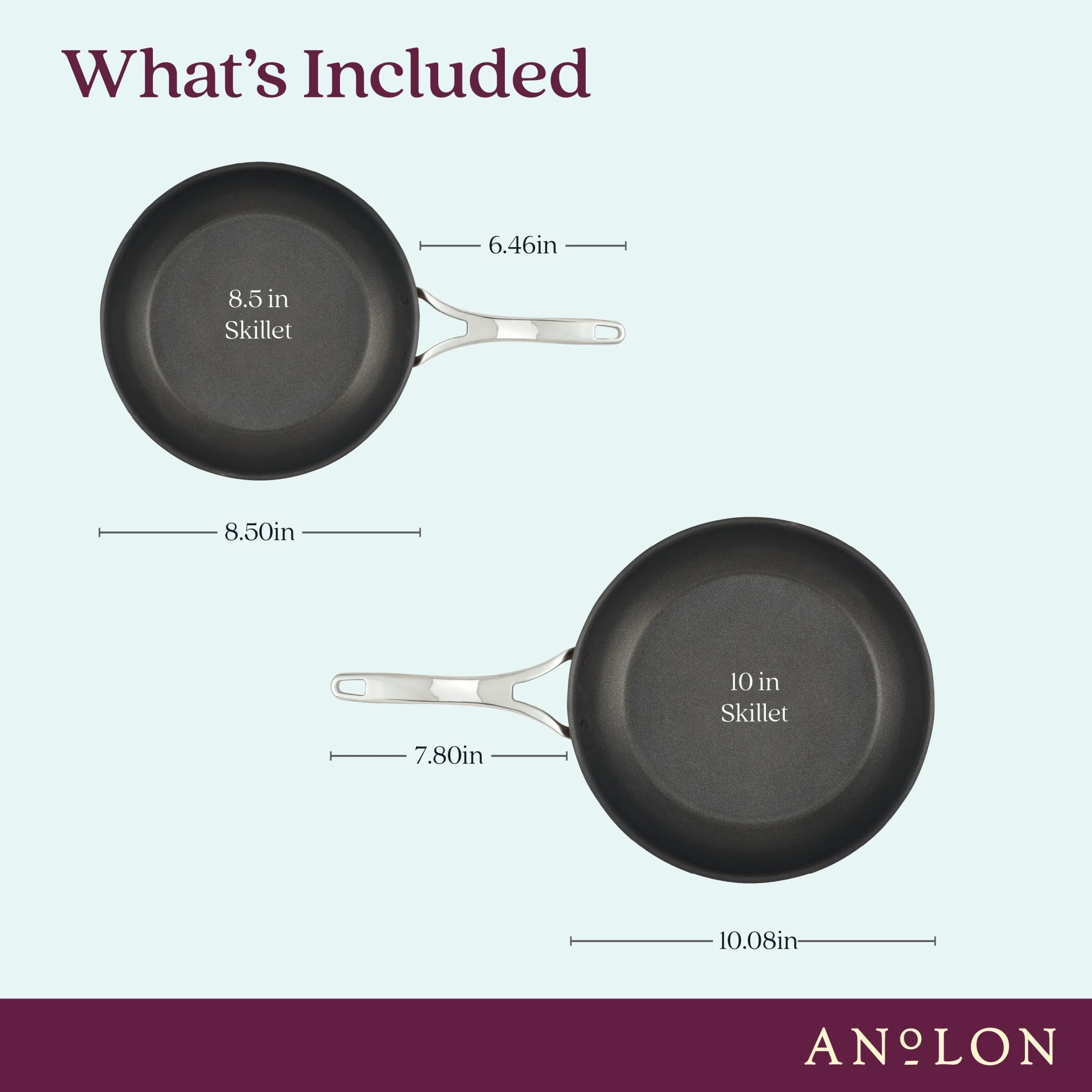Anolon Nouvelle Copper Luxe Hard-Anodized Nonstick Frying Pan Set, 2-Piece, Sable