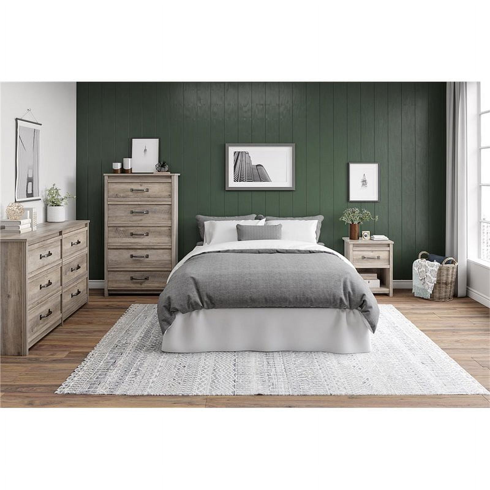 Ameriwood Home Bassinger 5 Drawer Dresser in Gray Oak