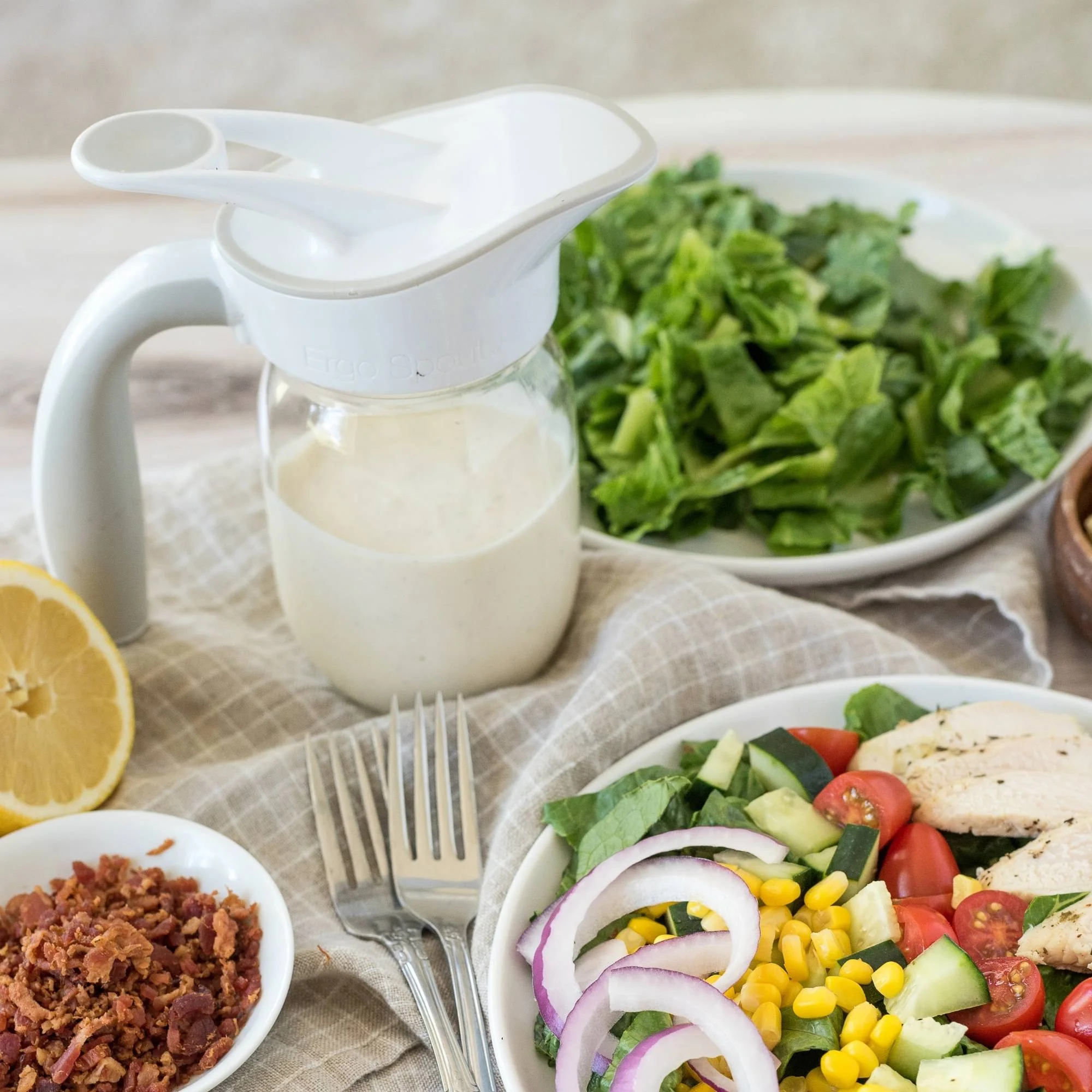 Ergo Spout Mason Jar Ergonomic Pour Spout Attachment (REGULAR MOUTH, Classic White)