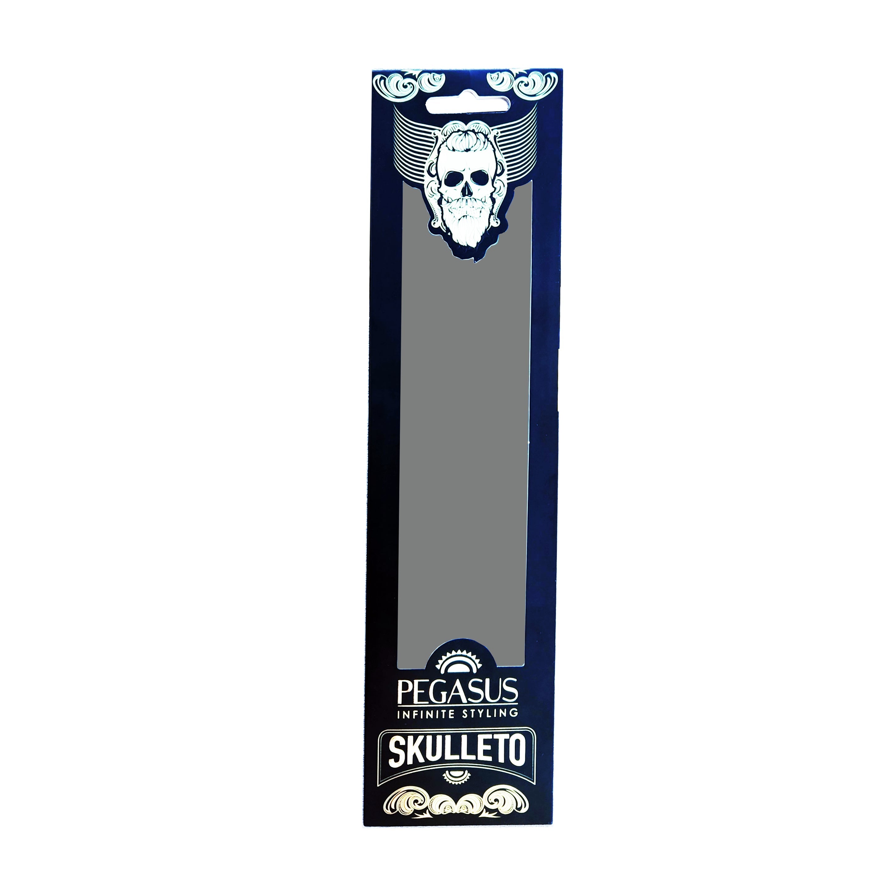 Pegasus Skulleto 302, 7in Hard Rubber Extra Fine Tooth Barber Comb, Seamless, Smooth Edges, Anti Static, Heat & Chemically Resistant, Wet Hair, Everyday Grooming Comb | Peines de goma dura - Silver