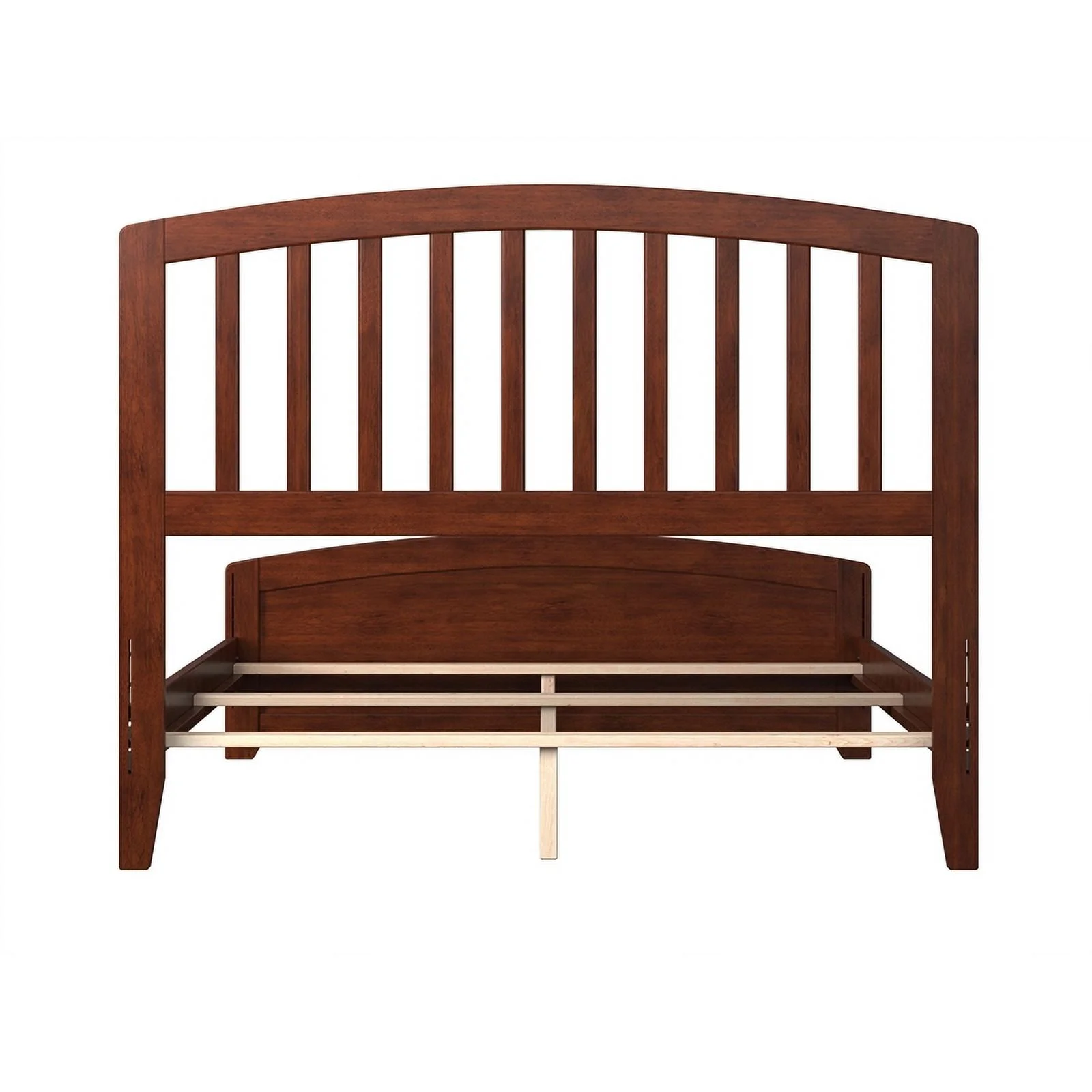 Leo & Lacey Farmhouse Solid Wood Full Bed w/ Footboard and USB Charger in Walnut
