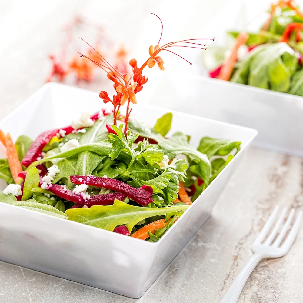 10 oz Square White Plastic Small Modern Bowl - 4 1/4