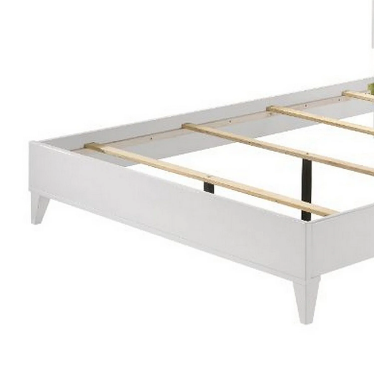 Benjara Eastern King Bed with Herringbone Tufted Pattern, Gray and White