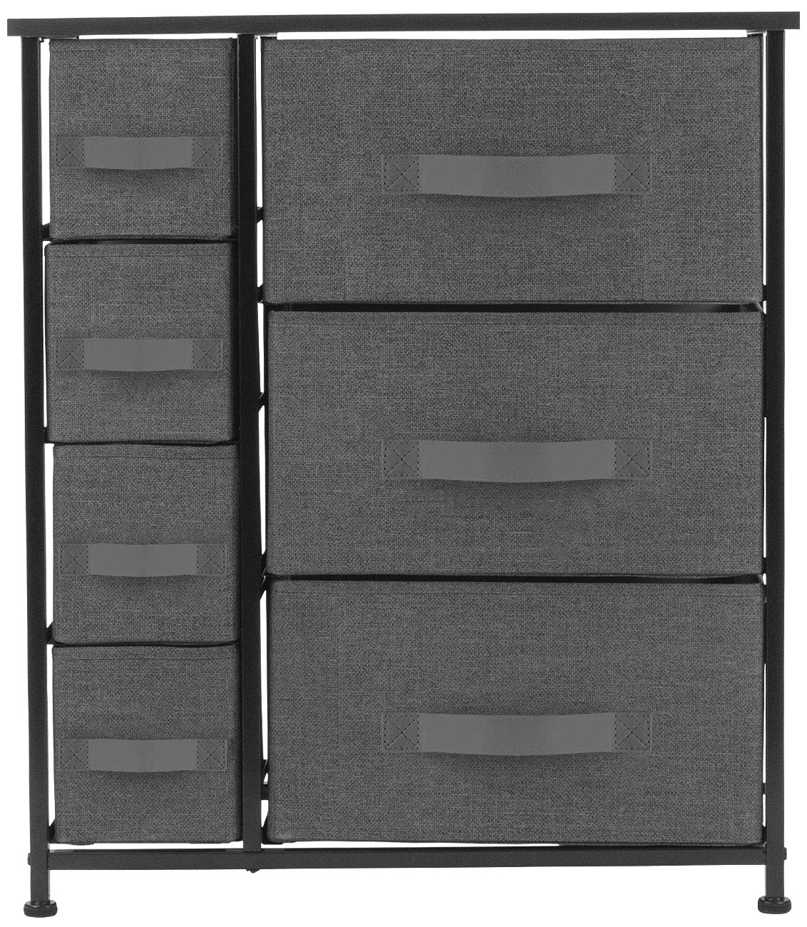 Sorbus 7-Drawer Chest Dresser for Adults and Children's Rooms, Wood Top, Fabric Drawers - Black