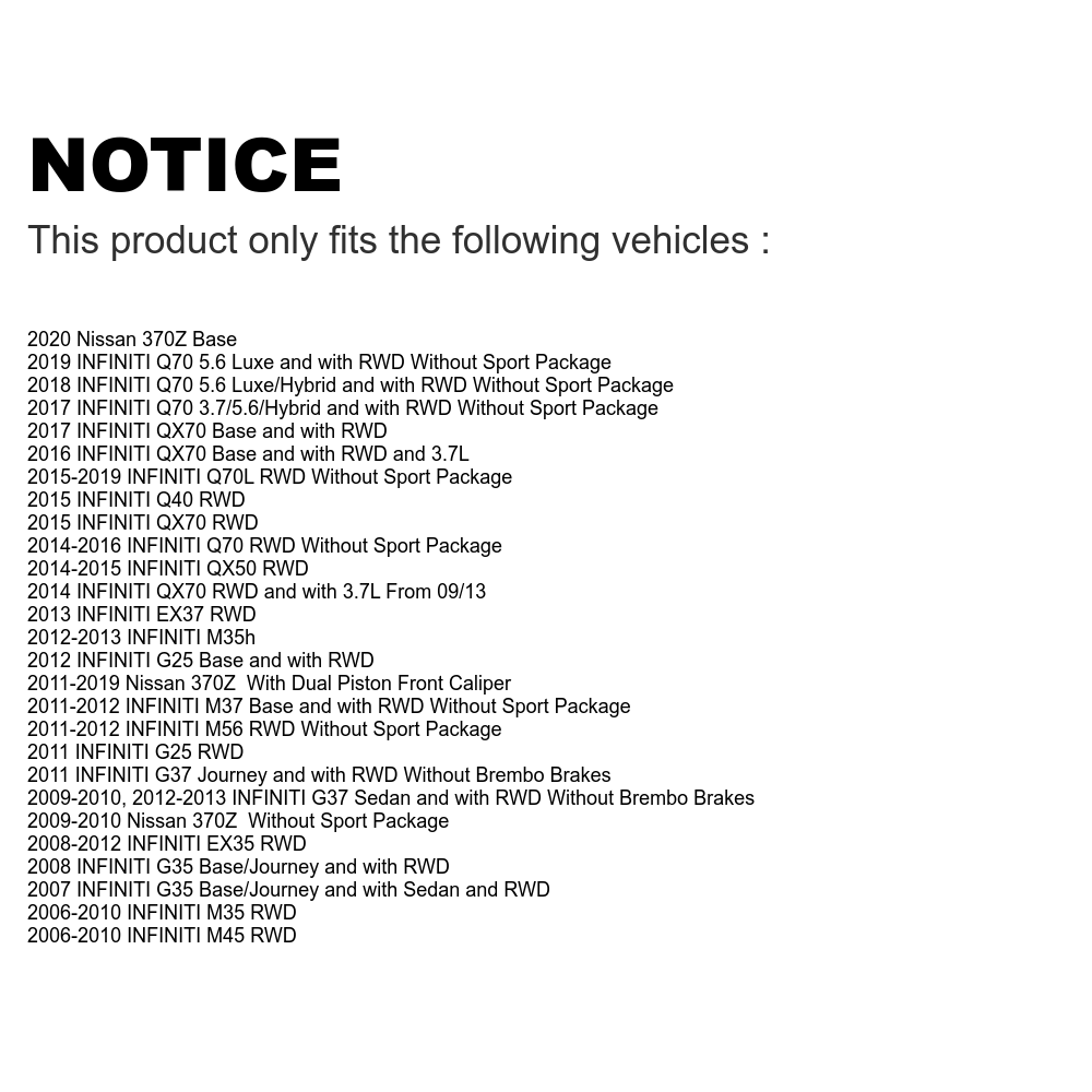Transit Auto - Front Hub Bearing Assembly With Disc Brake Rotors And Ceramic Pads Kit For INFINITI G37 G35 M35 Nissan 370Z EX35 QX70 M37 G25 Q70 Q70L M45 Q40 QX50 M56 EX37 M35h KBB-122058