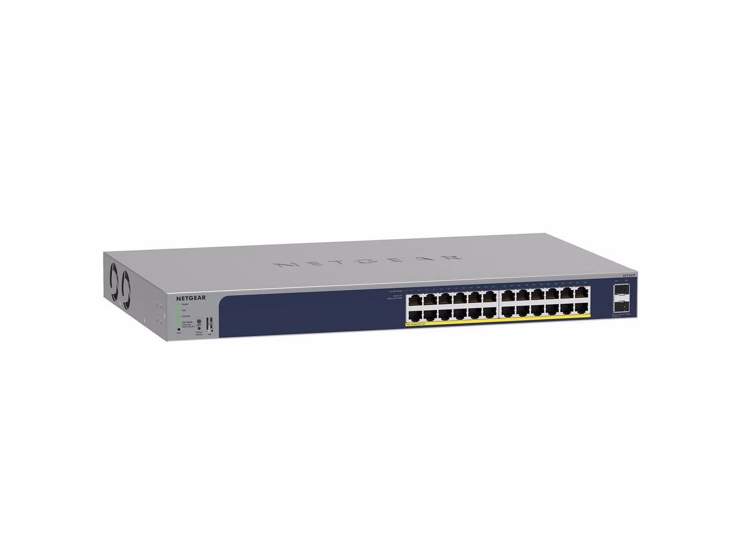 NETGEAR 26-Port PoE Gigabit Ethernet Smart Switch (GS724TP) - Managed, 24 x 1G, 24 x PoE+ @ 190W, 2 x 1G SFP, Optional Insight Cloud Management, Desktop or Rackmount, and Limited Lifetime Protection