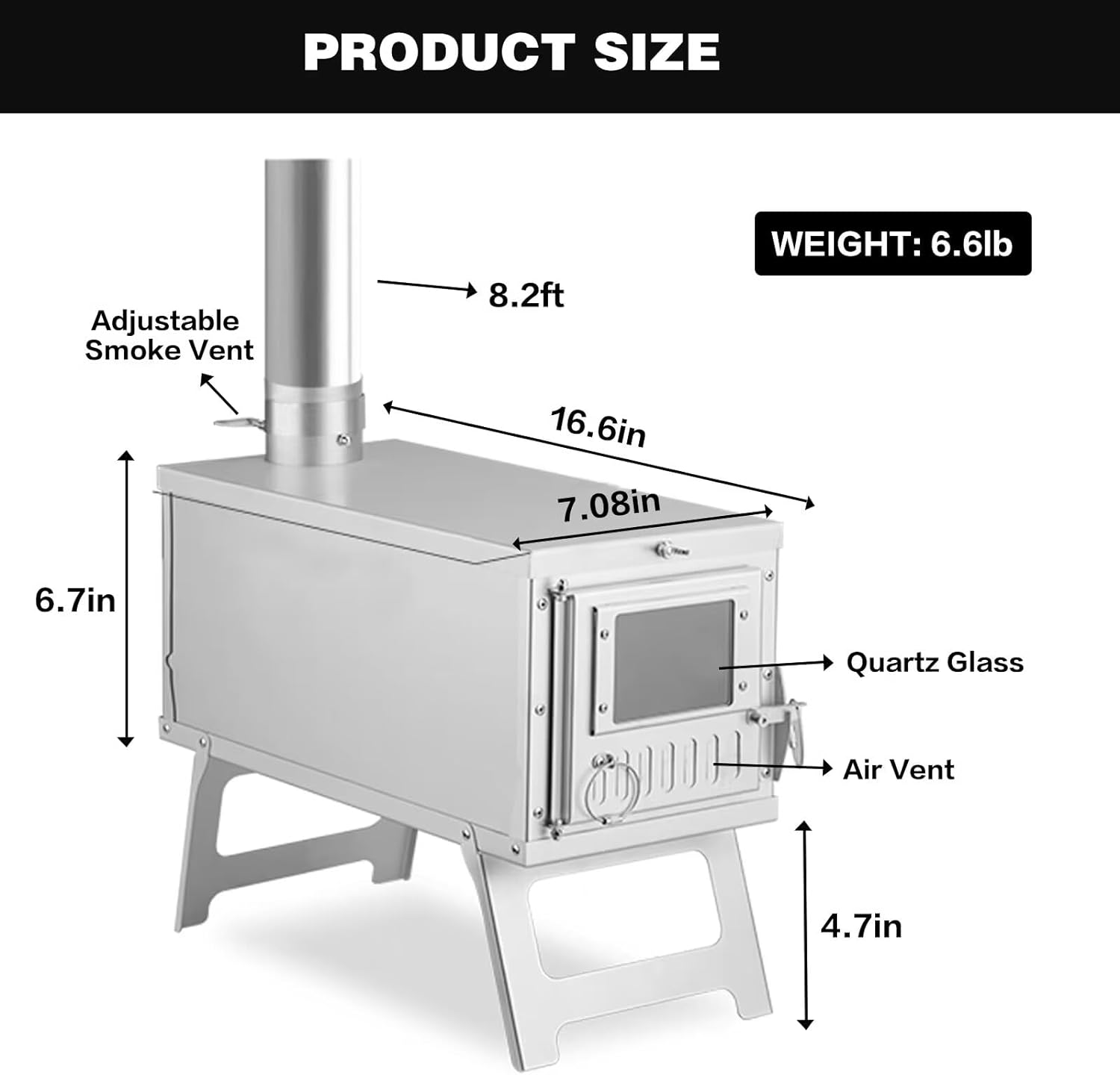 Camping Wood Stove,Hot Tents folding furnace bbq Wood Stove Stainless Steel With Folding Pipe Portable Wood Stove For Camping chimney Pipes for Tents Shelter Heating Outdoor Cooking