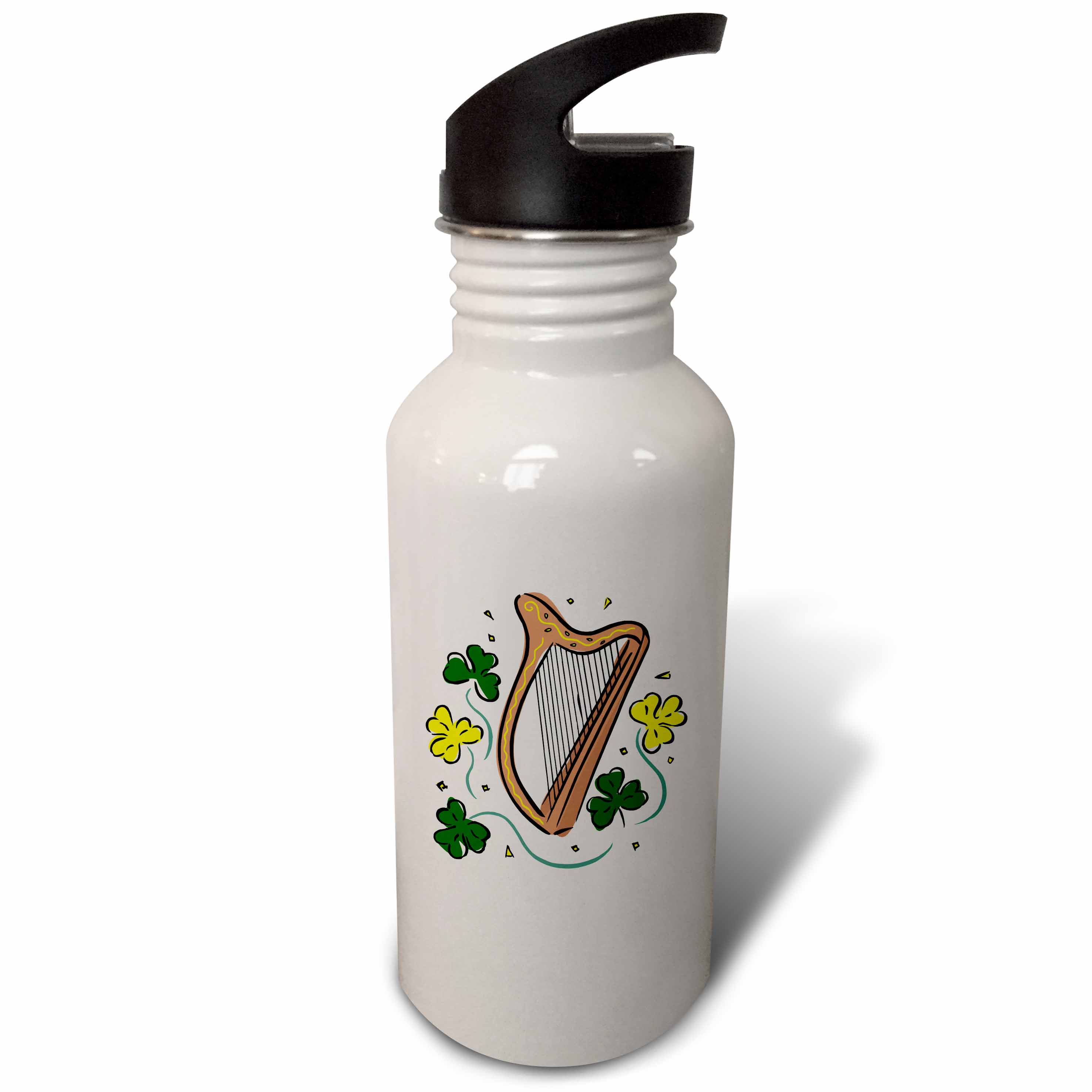 irish lap harp clovers st patrick 21 oz Sports Water Bottle wb-175513-1