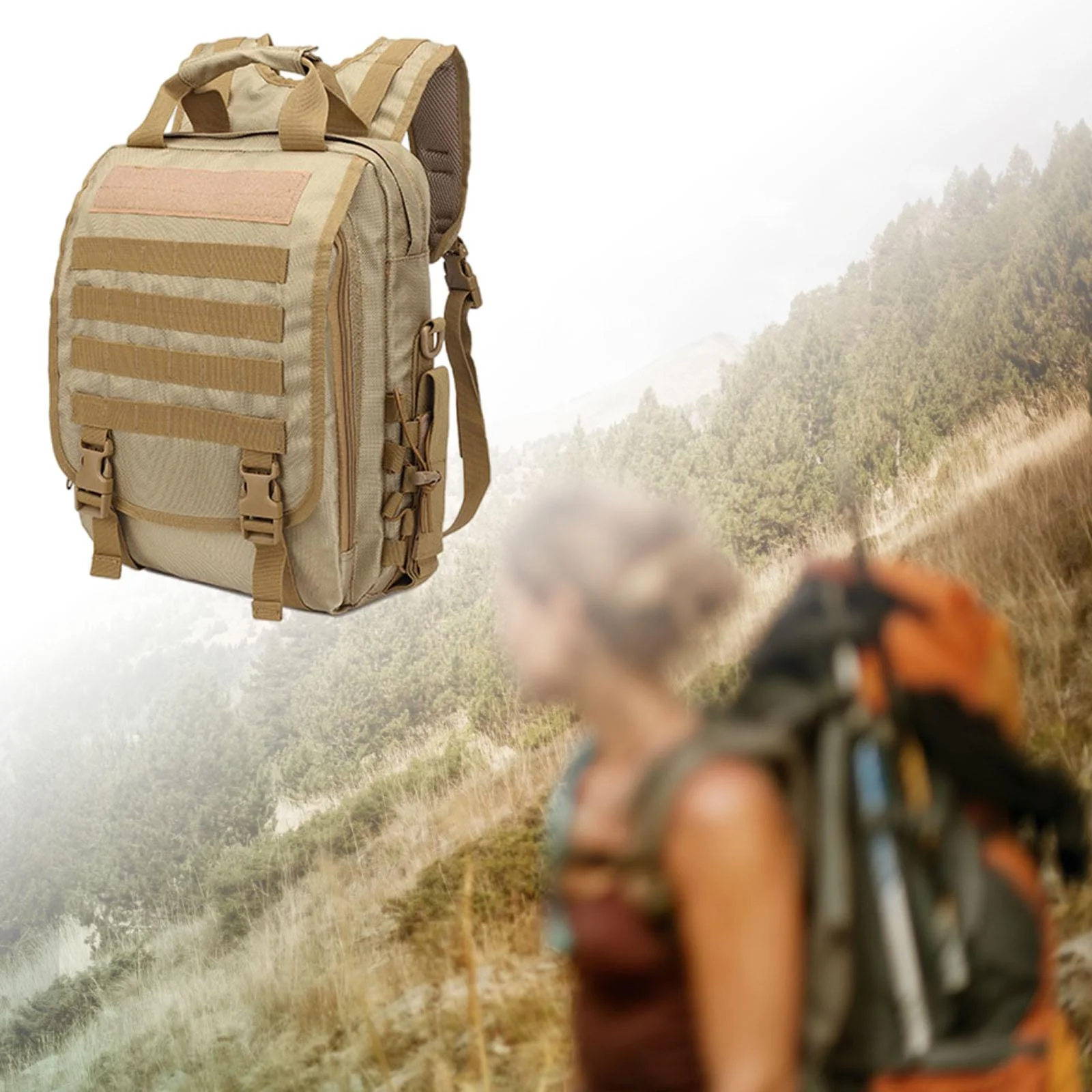Waterproof Backpack Rucksack 10L Daypack for Hiking Mountaineering Trekking - Khaki